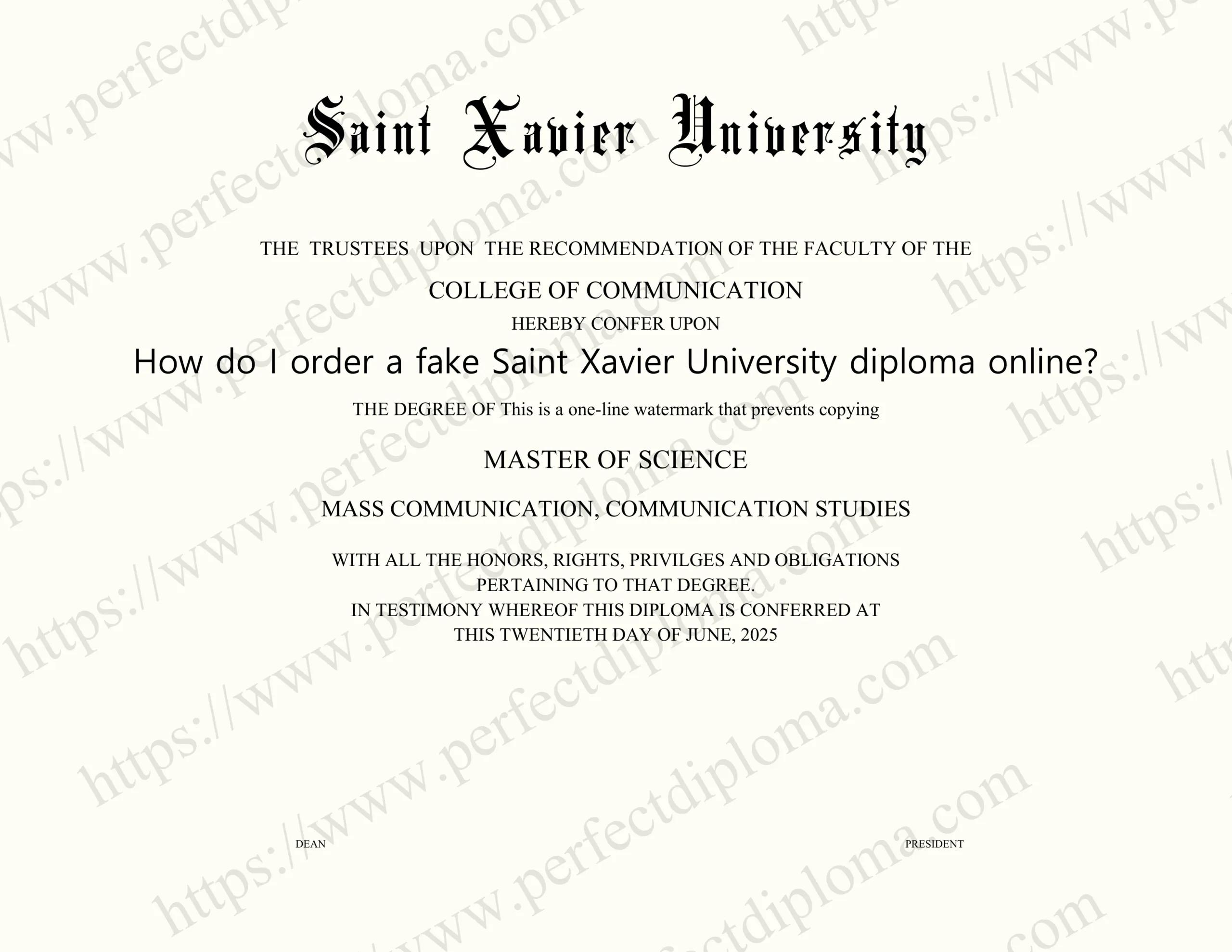 How do I order a fake Saint Xavier University diploma online?