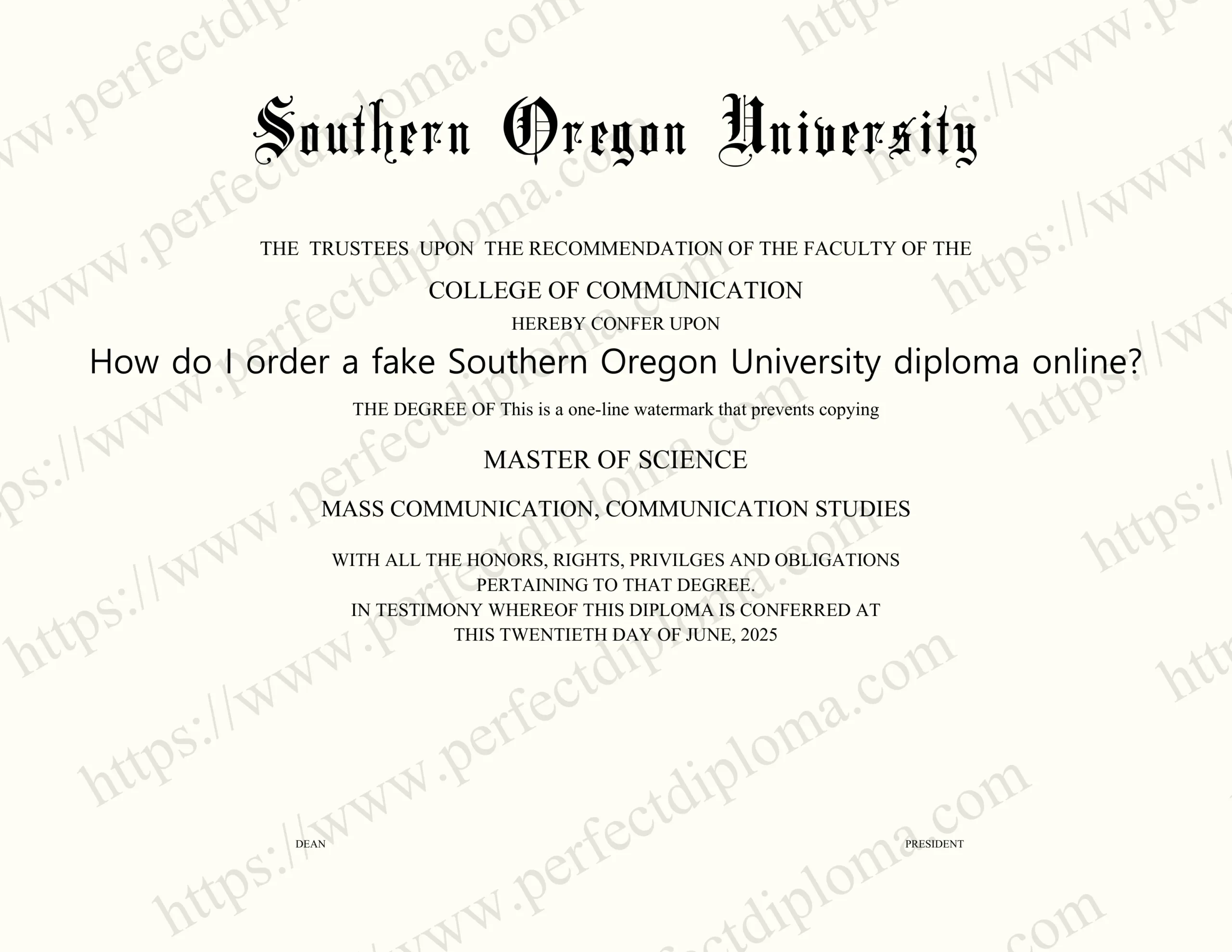 How do I order a fake Southern Oregon University diploma online?