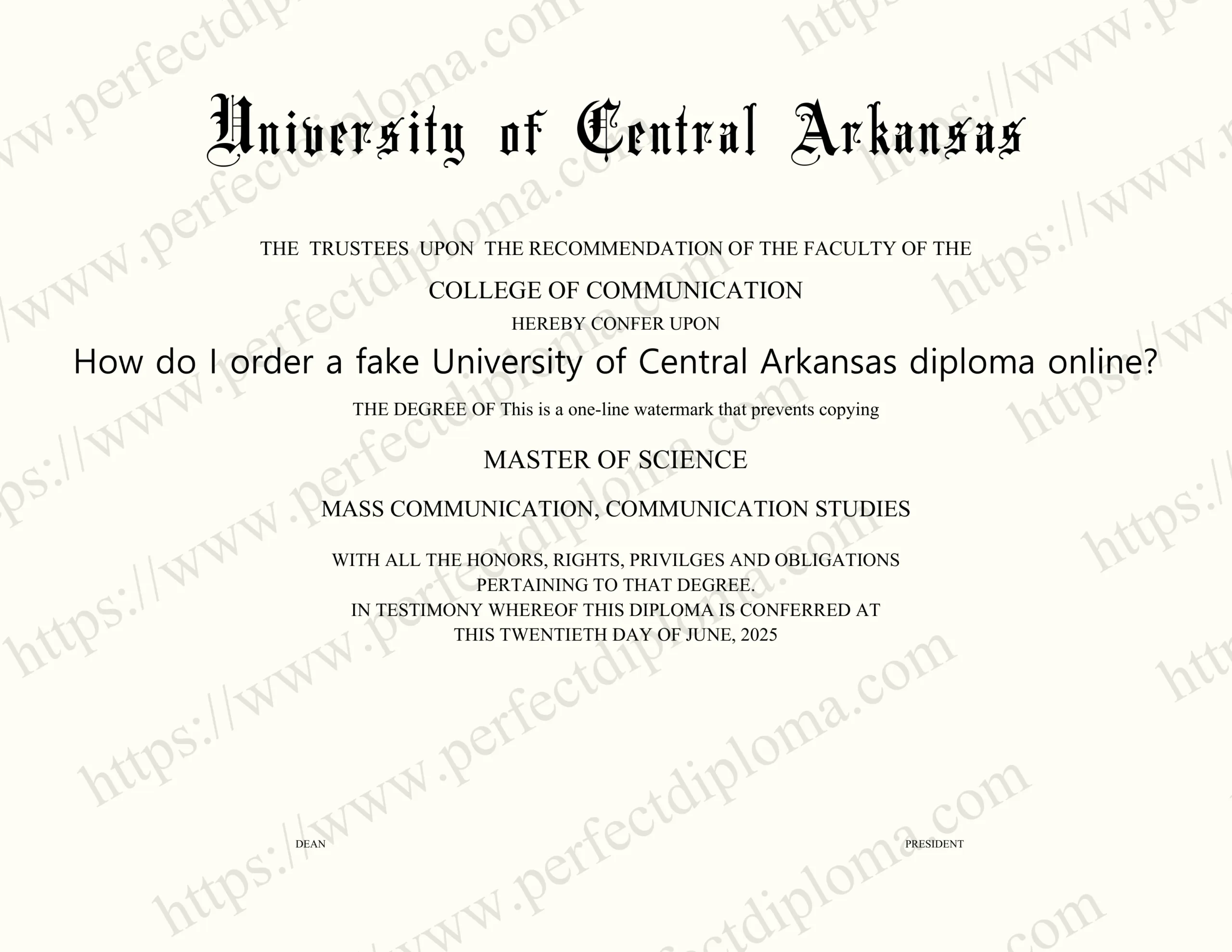 How do I order a fake University of Central Arkansas diploma online?