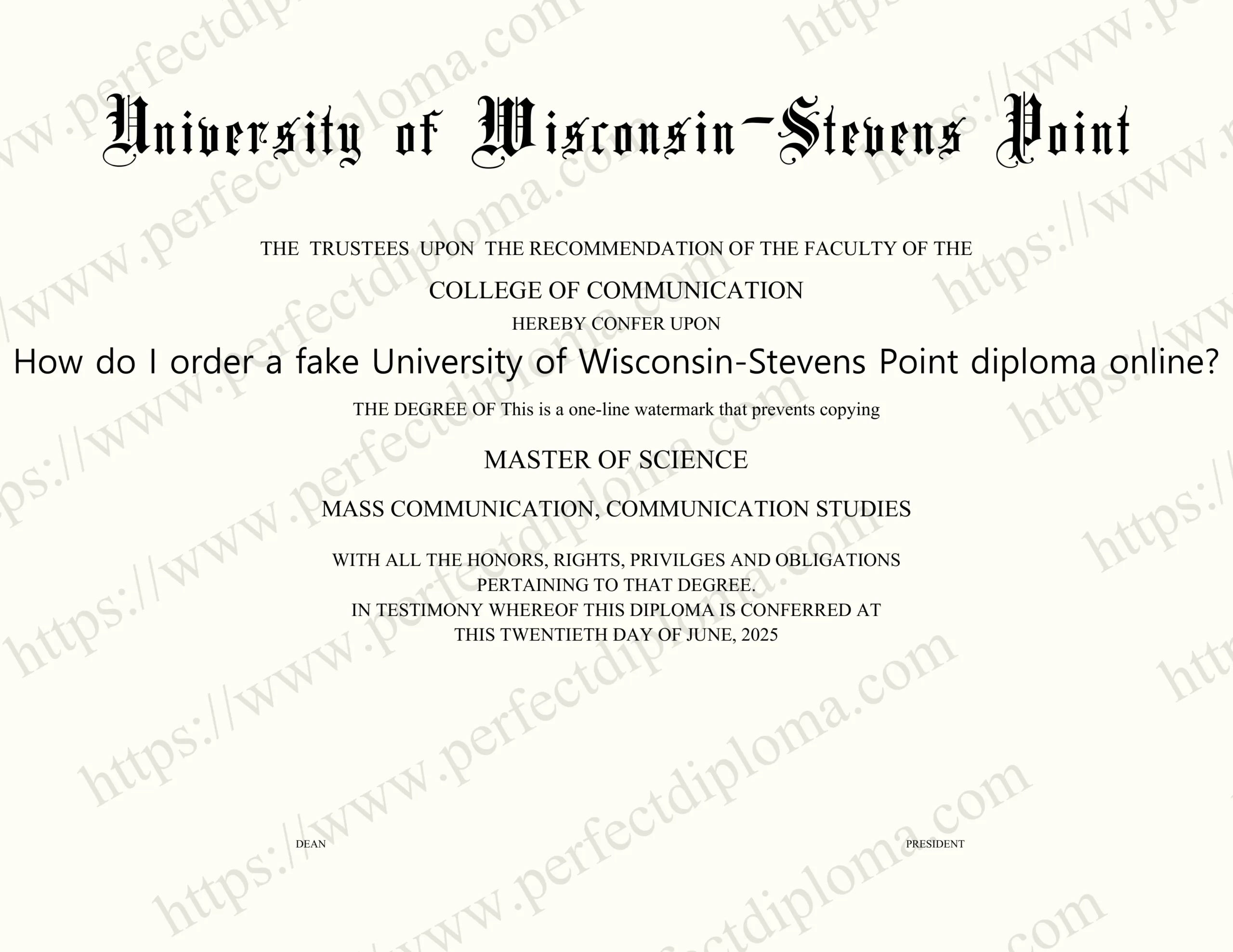 How do I order a fake University of Wisconsin-Stevens Point diploma online?