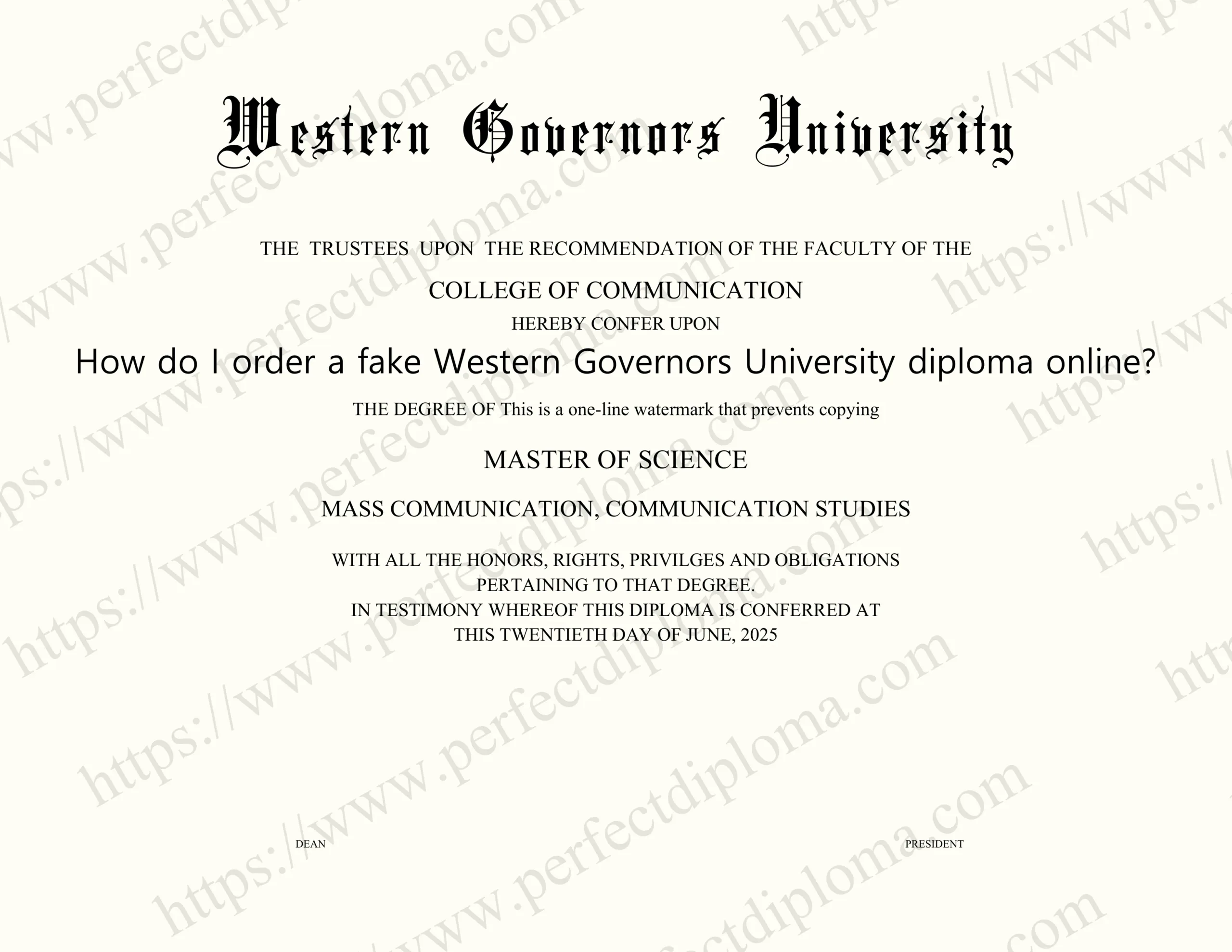 How do I order a fake Western Governors University diploma online?