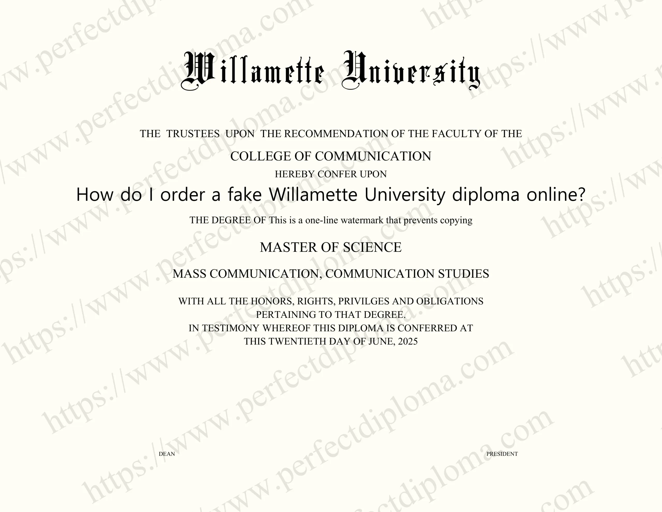 How do I order a fake Willamette University diploma online?