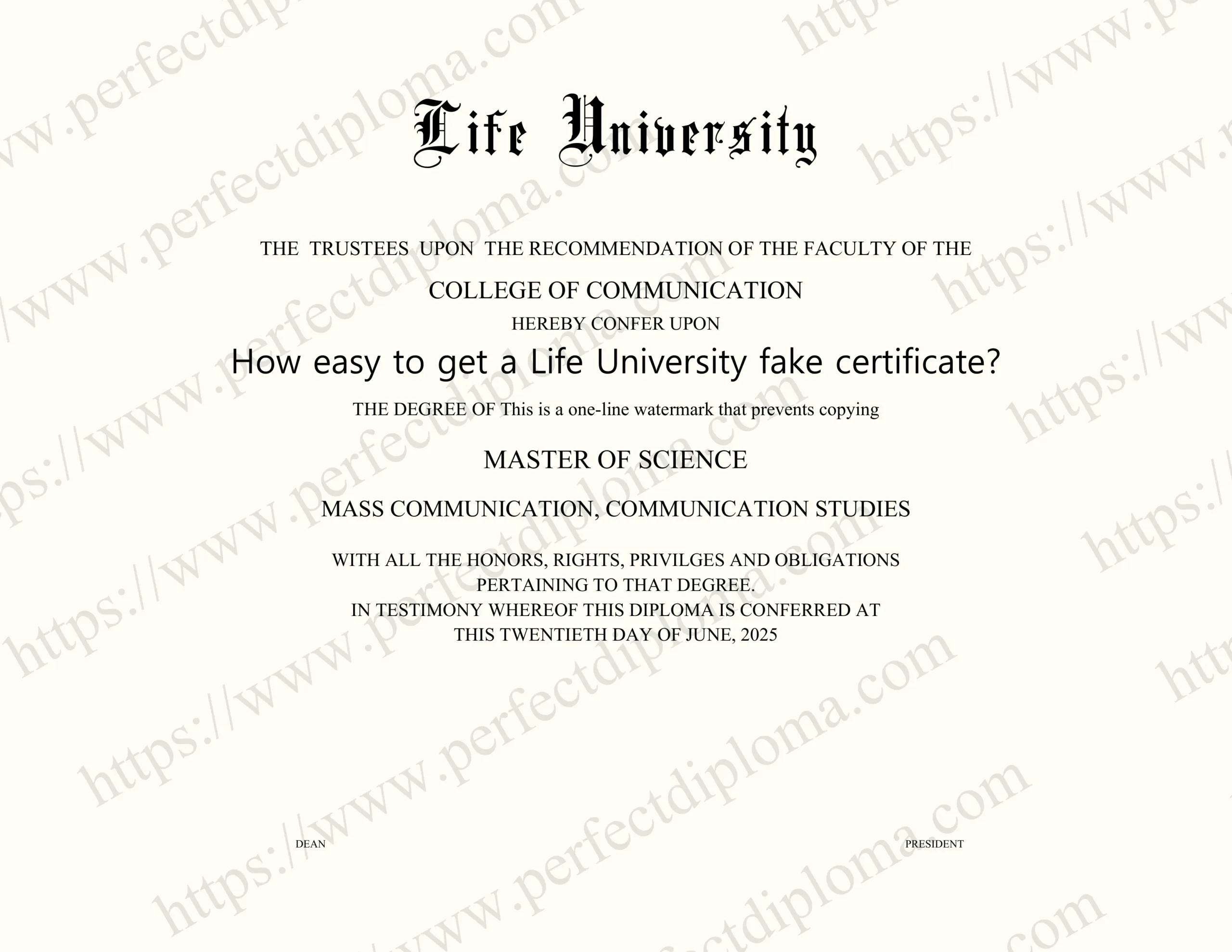 How easy to get a Life University fake certificate?