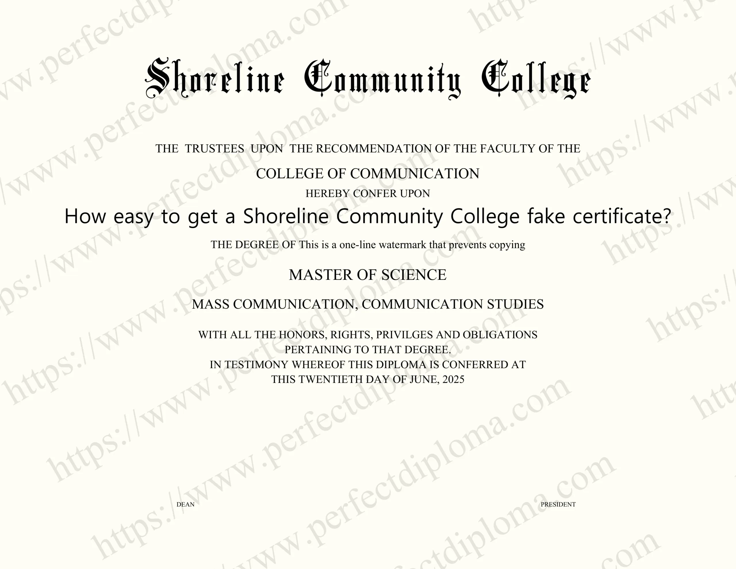 How easy to get a Shoreline Community College fake certificate?