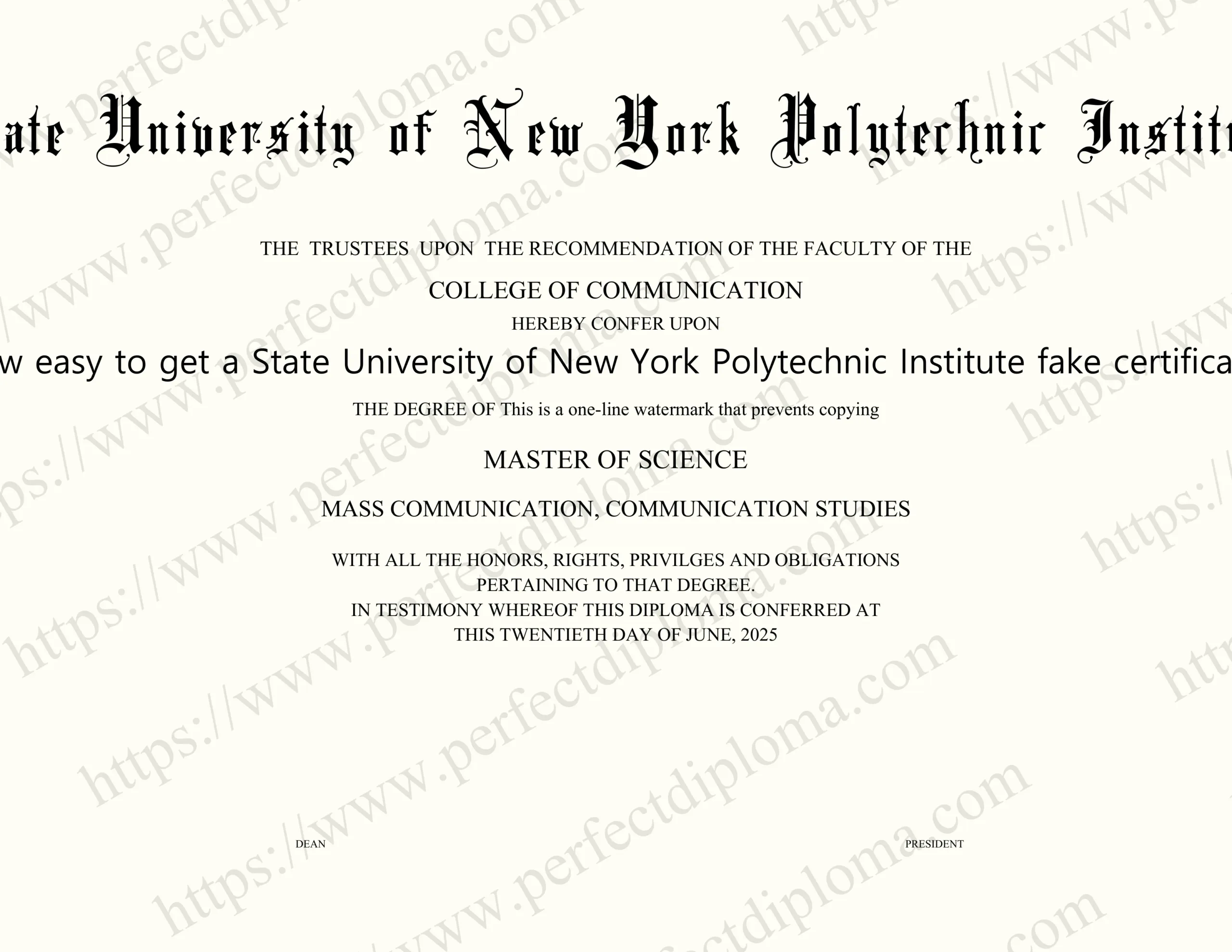 How easy to get a State University of New York Polytechnic Institute fake certificate?