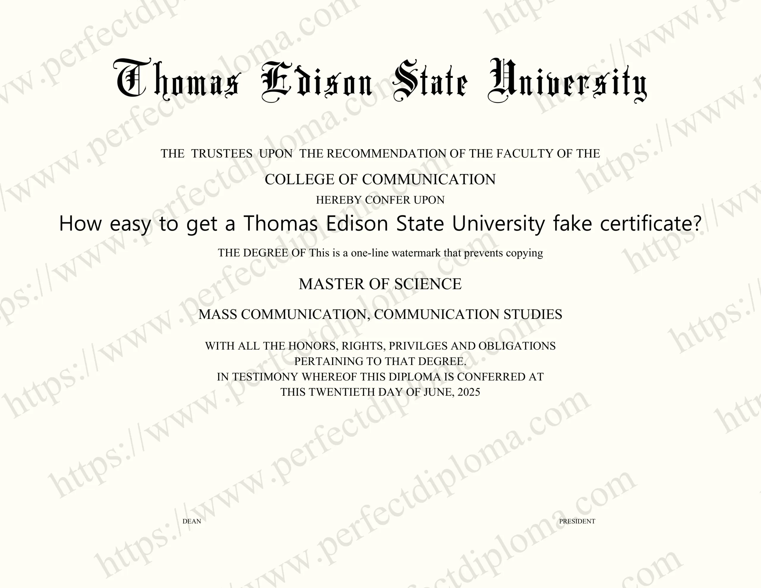 How easy to get a Thomas Edison State University fake certificate?