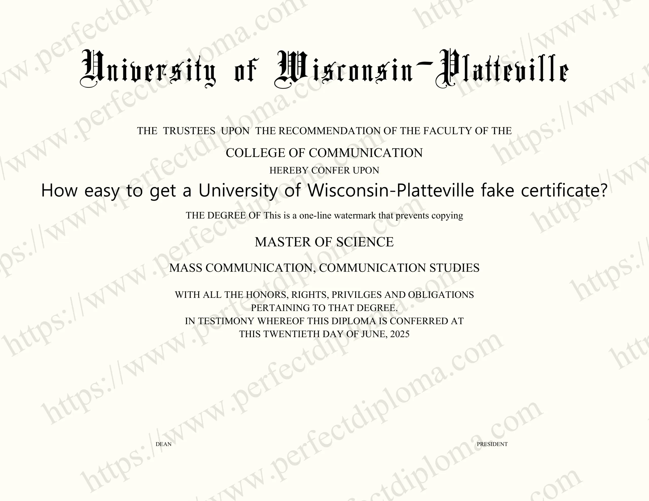 How easy to get a University of Wisconsin-Platteville fake certificate?
