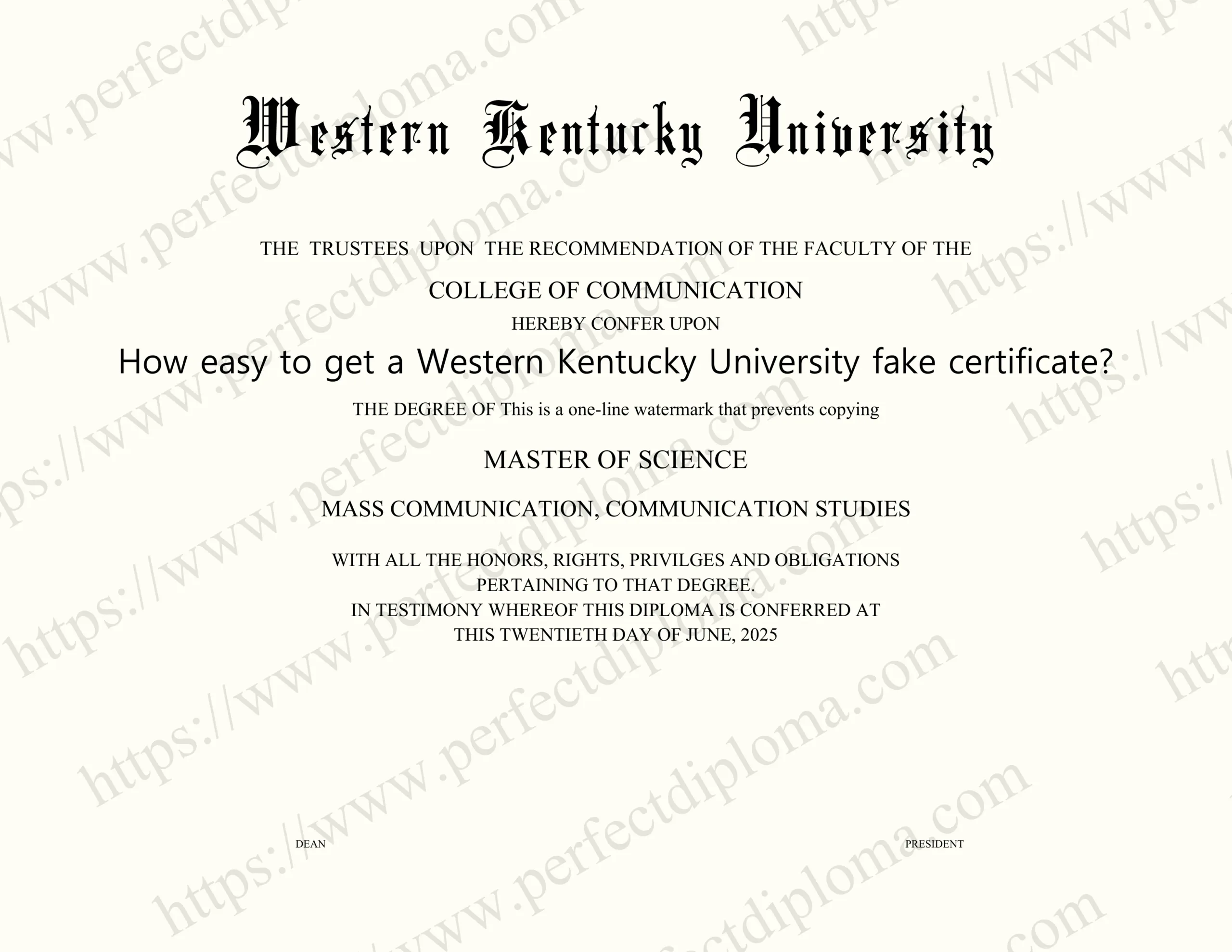 How easy to get a Western Kentucky University fake certificate?