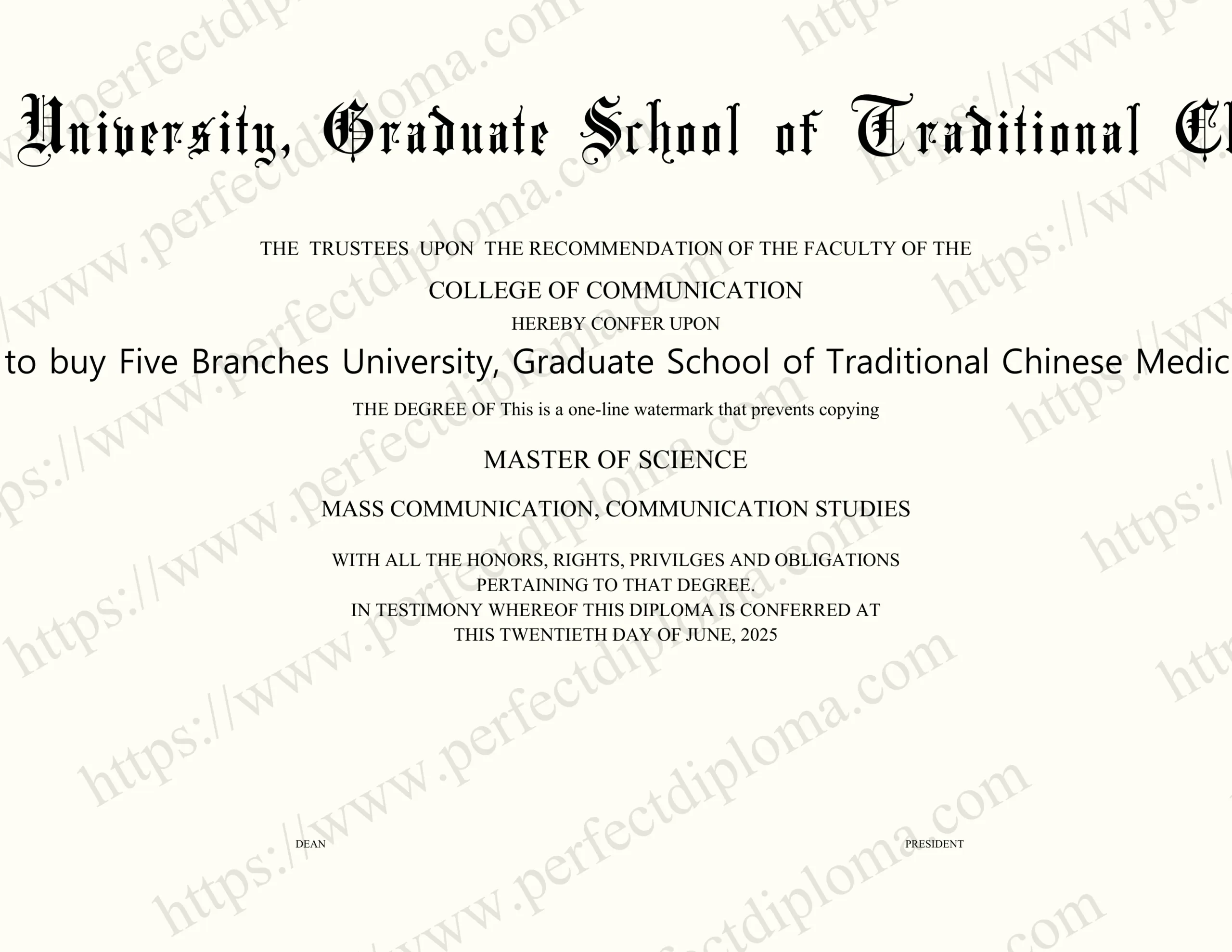 How fast can i get to buy Five Branches University, Graduate School of Traditional Chinese Medicine fake transcript?