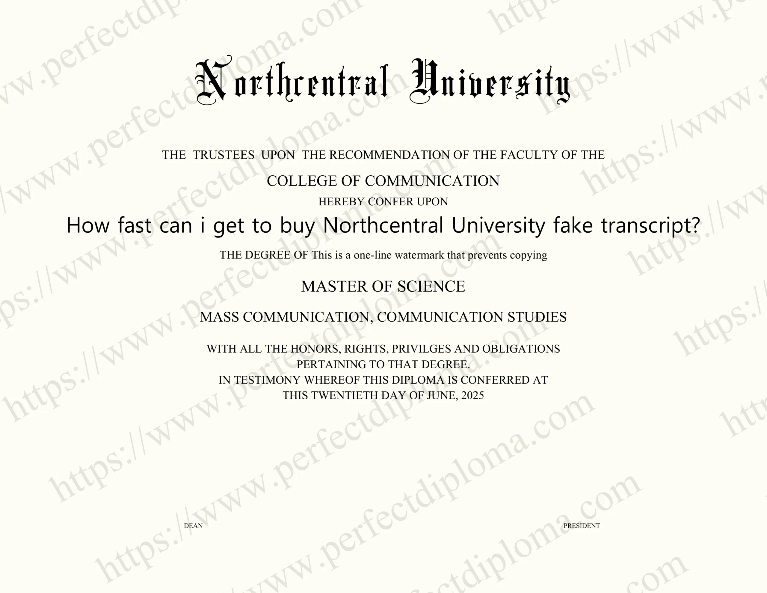 How fast can i get to buy Northcentral University fake transcript?