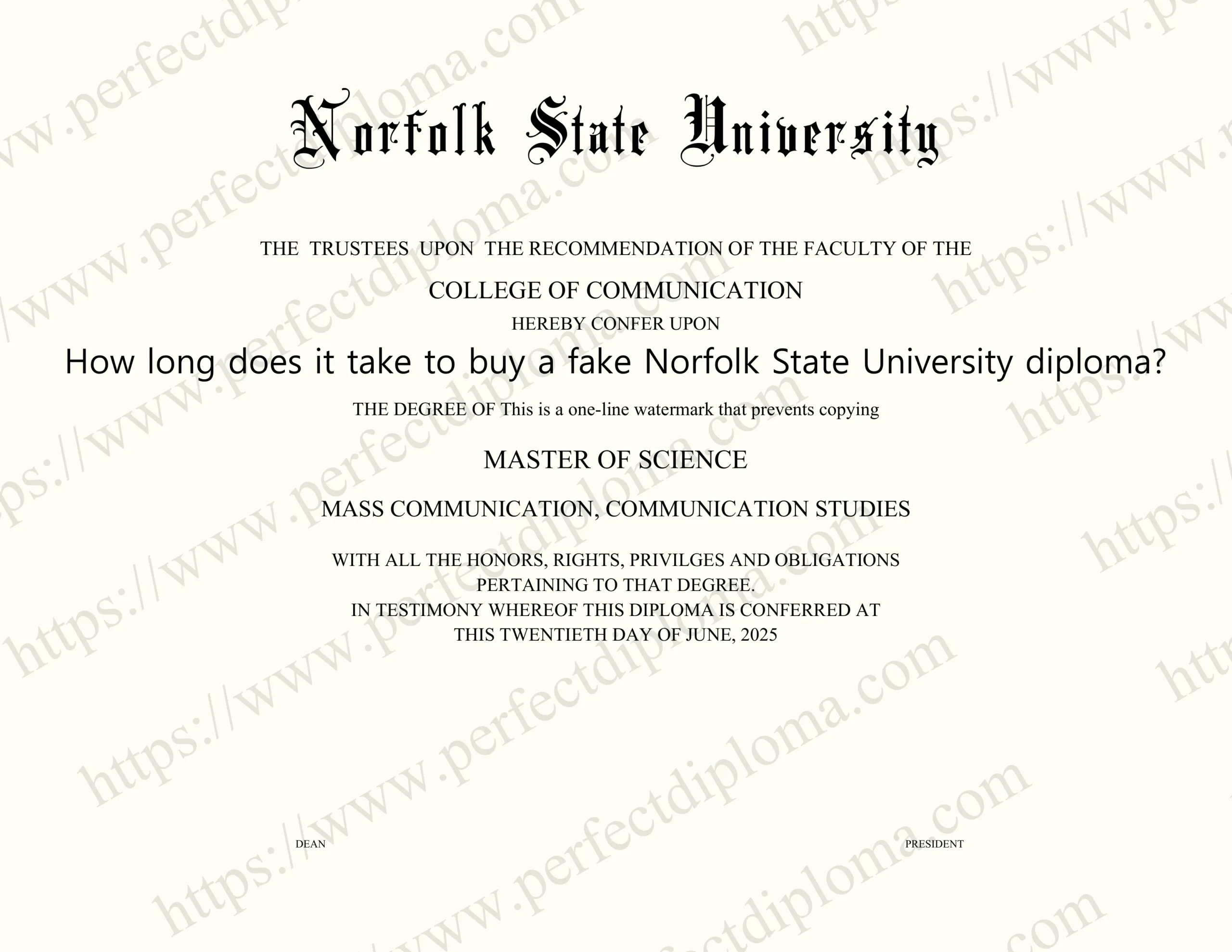 How long does it take to buy a fake Norfolk State University diploma?