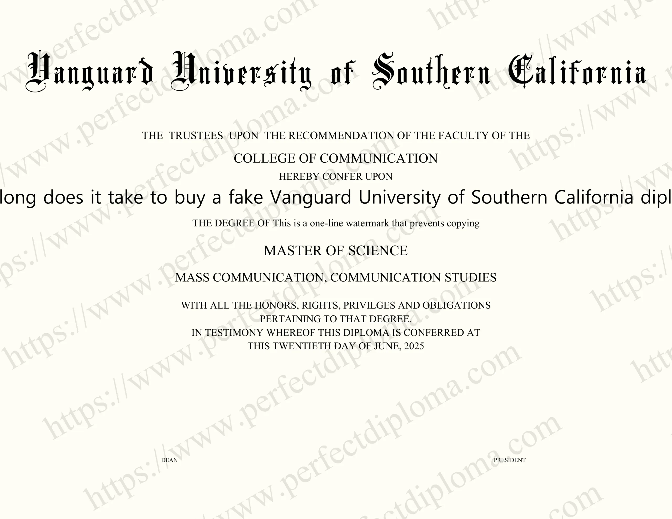 How long does it take to buy a fake Vanguard University of Southern California diploma?