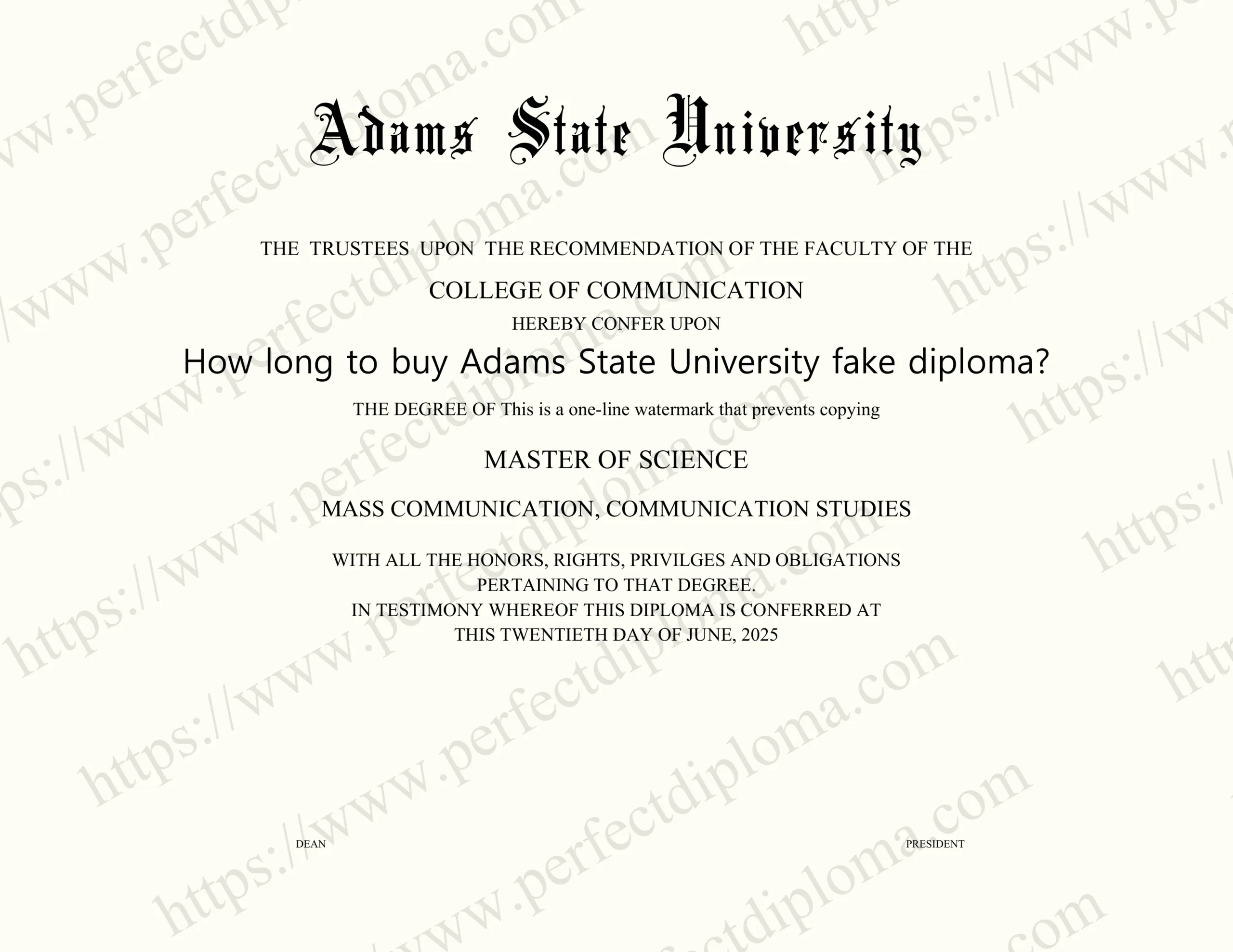 How long to buy Adams State University fake diploma?