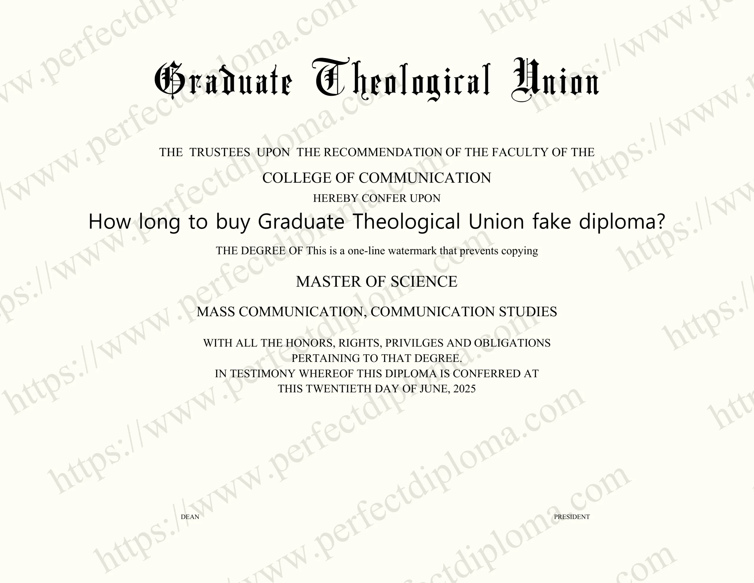 How long to buy Graduate Theological Union fake diploma?