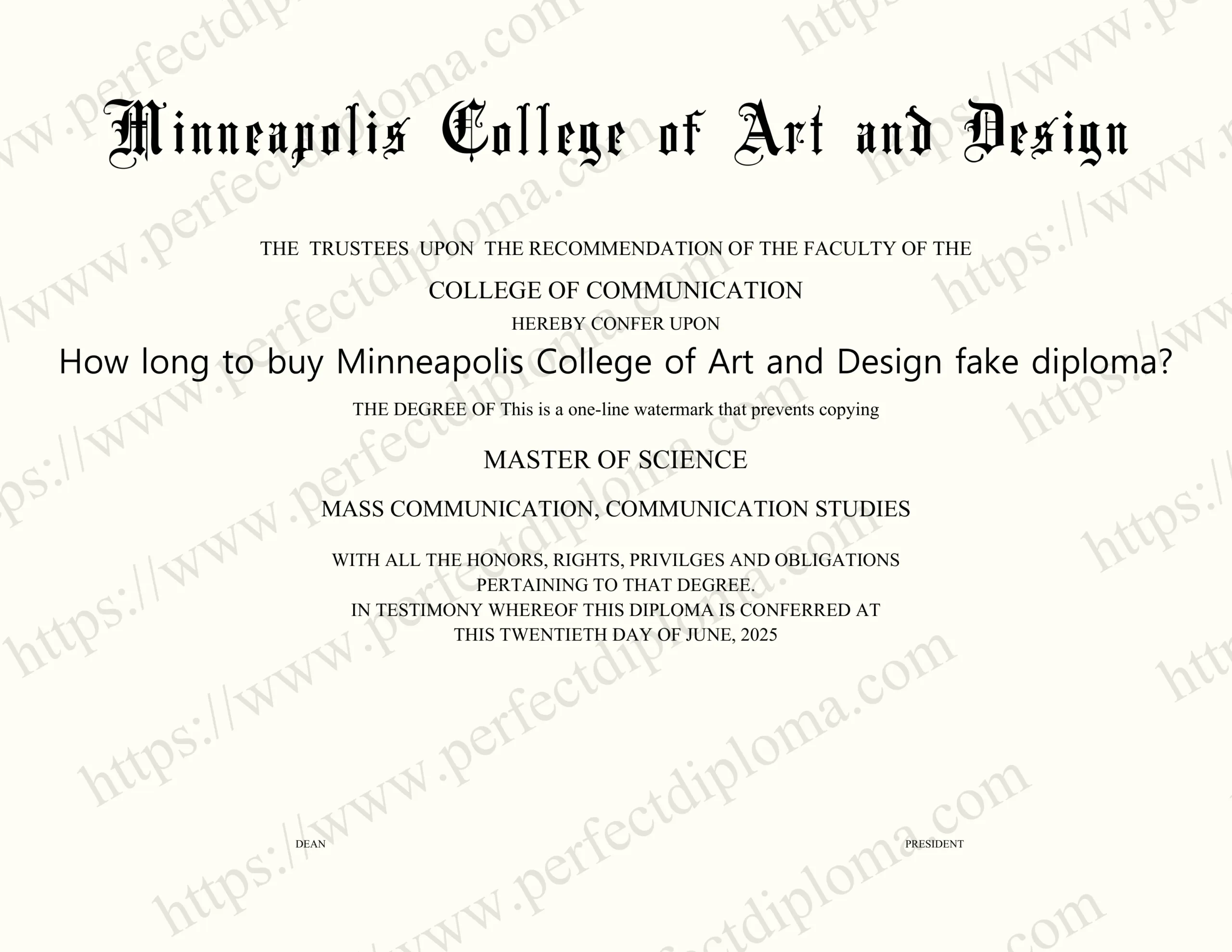 How long to buy Minneapolis College of Art and Design fake diploma?