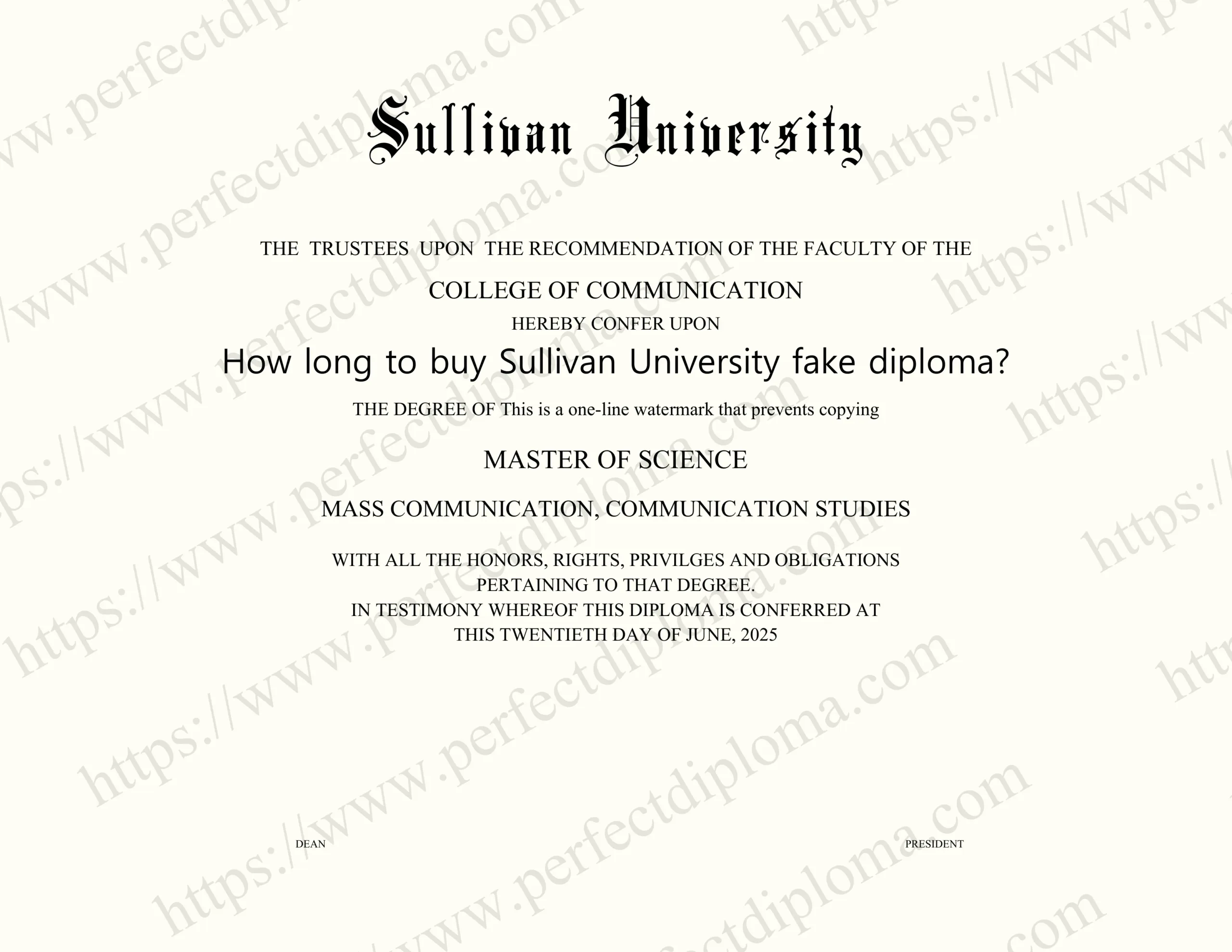 How long to buy Sullivan University fake diploma?