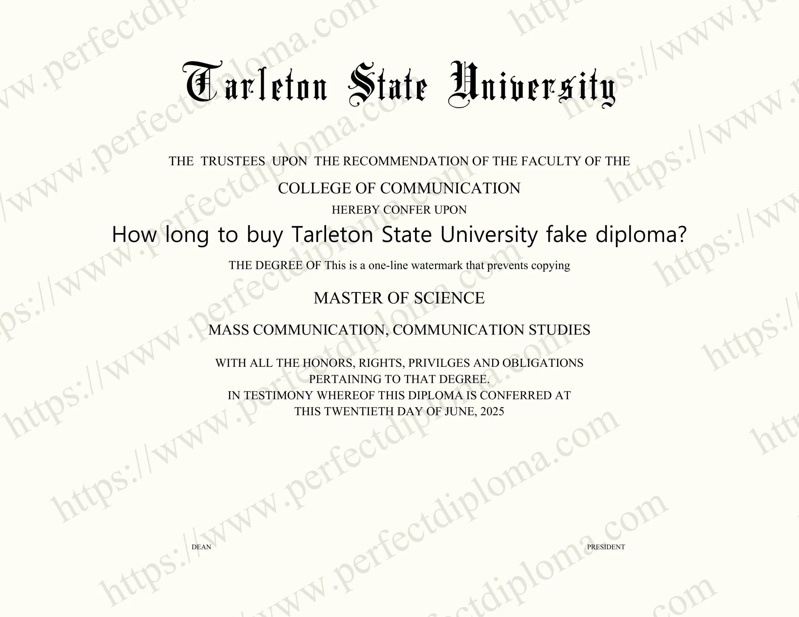 How long to buy Tarleton State University fake diploma?