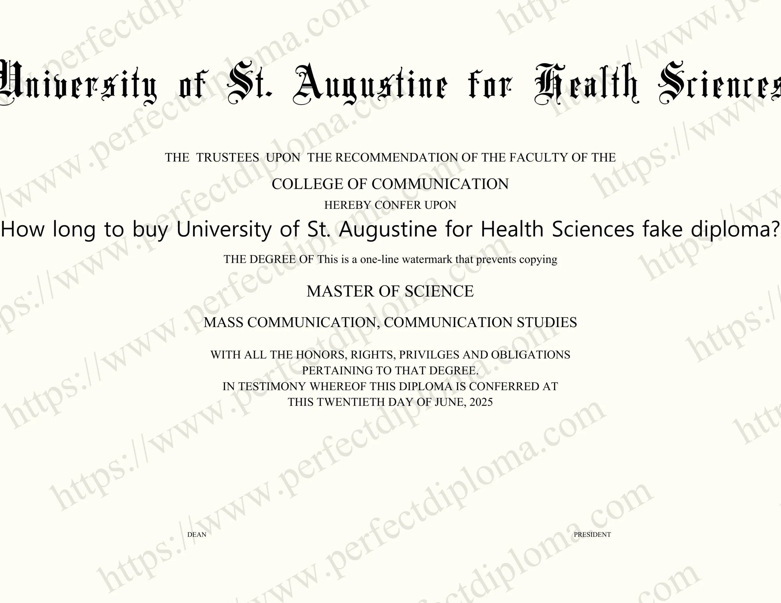 How long to buy University of St. Augustine for Health Sciences fake diploma?