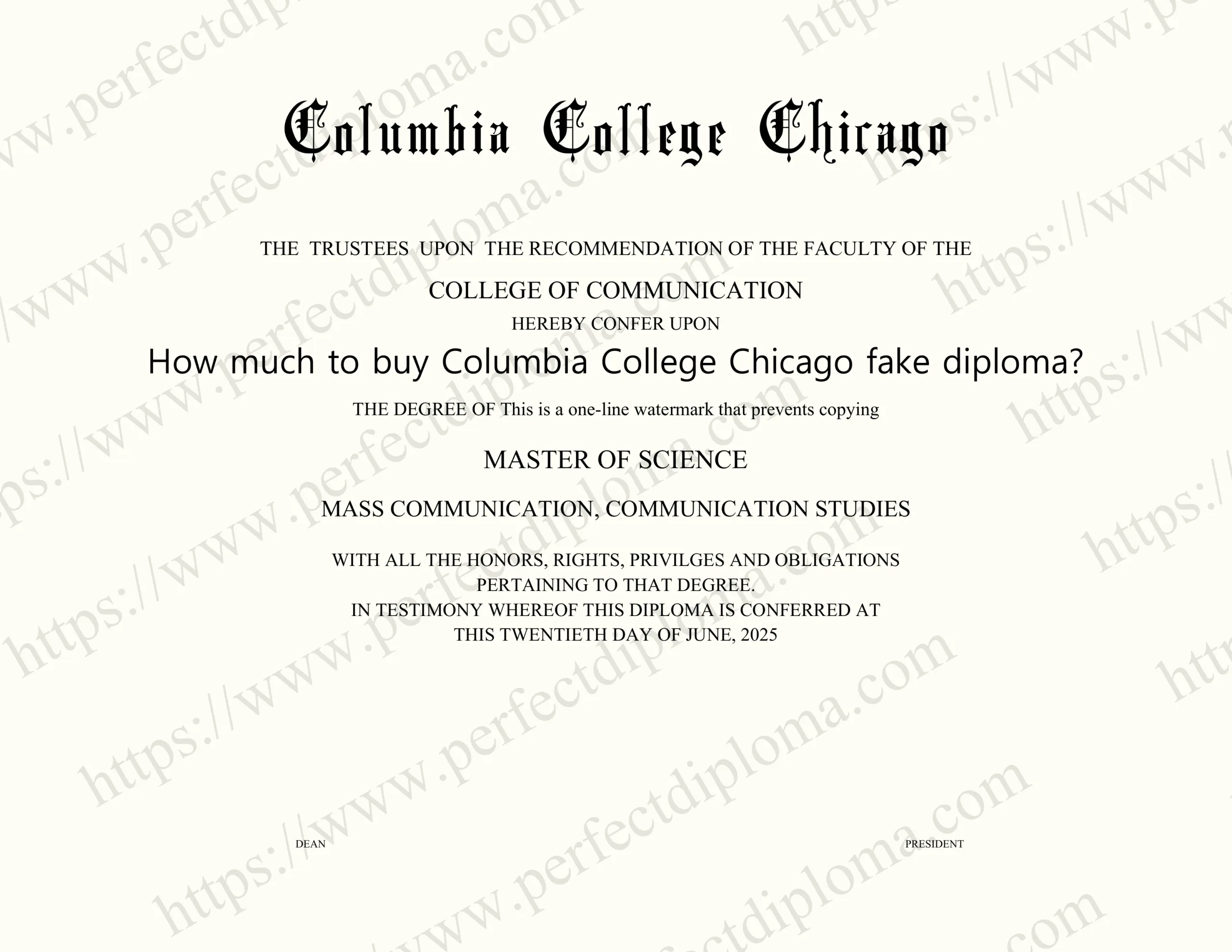 How much to buy Columbia College Chicago fake diploma?