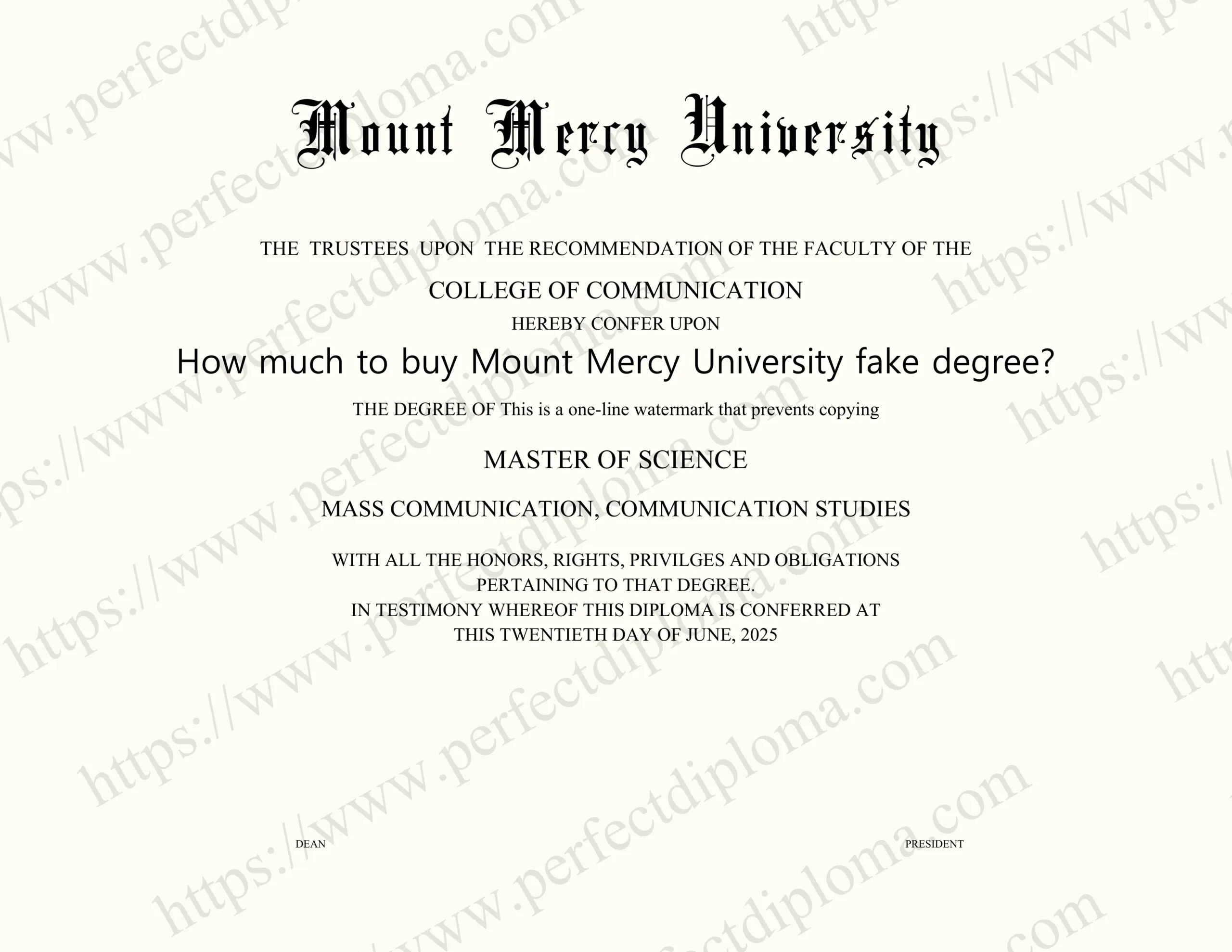 How much to buy Mount Mercy University fake degree?