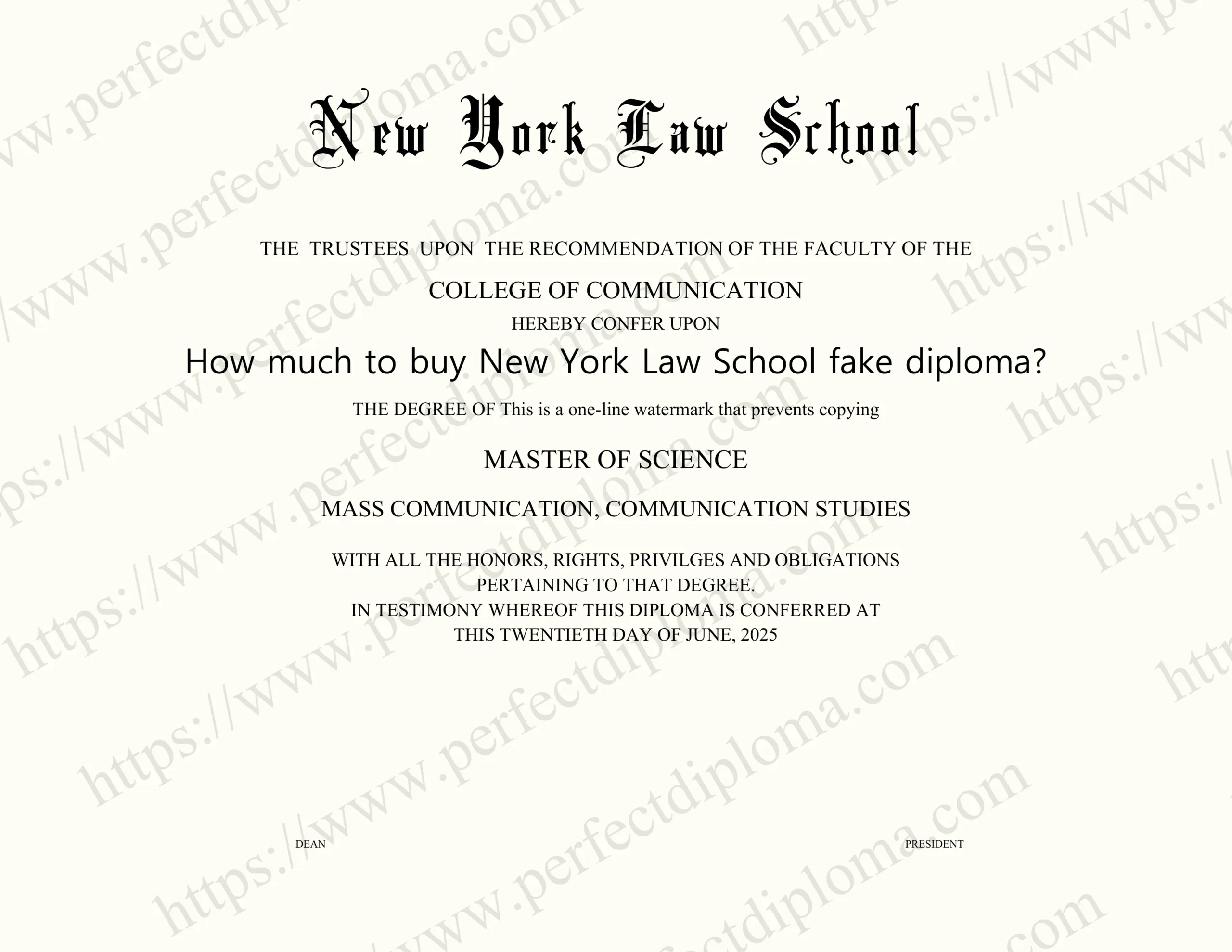 How much to buy New York Law School fake diploma?