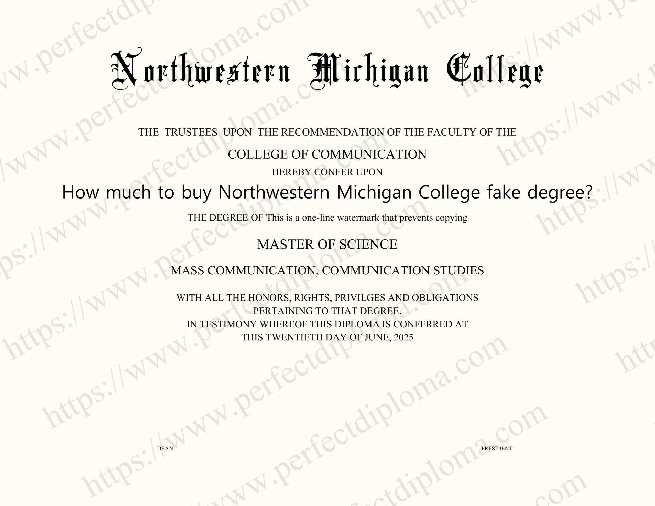How much to buy Northwestern Michigan College fake degree?