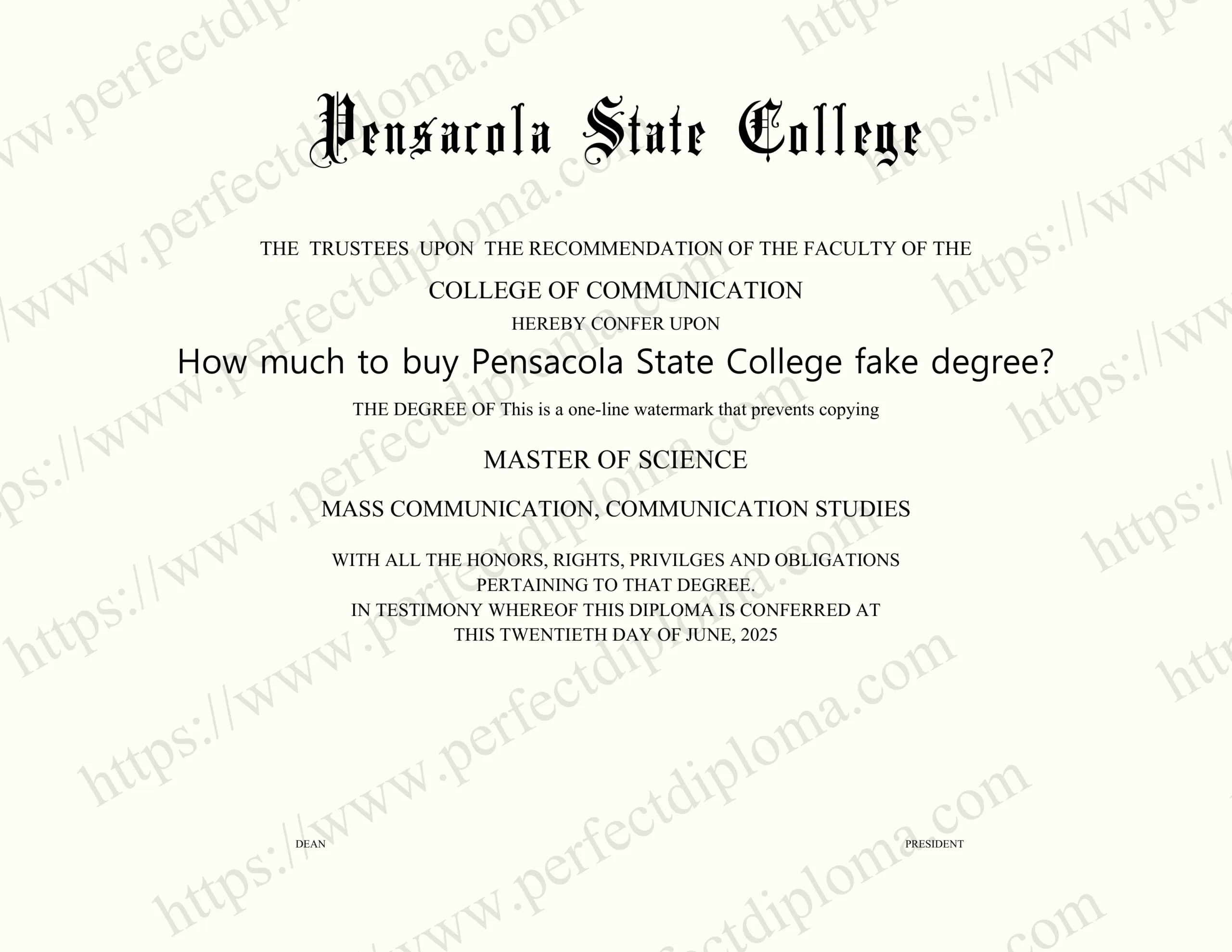 How much to buy Pensacola State College fake degree?