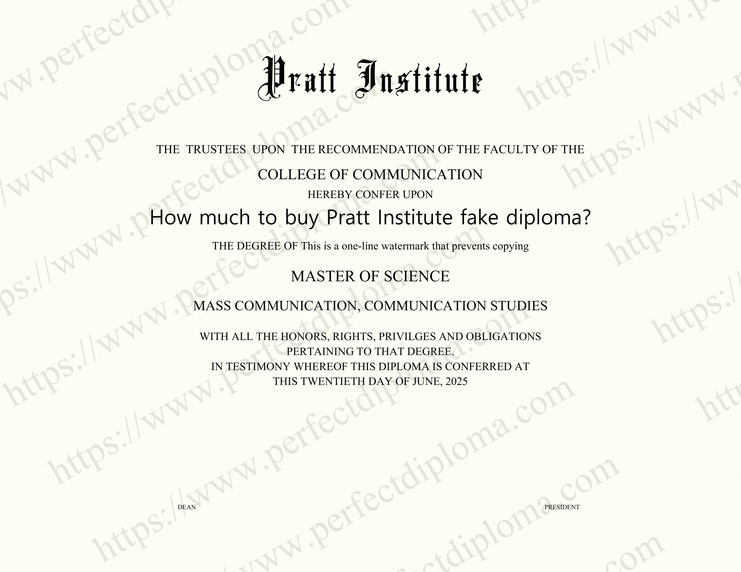 How much to buy Pratt Institute fake diploma?