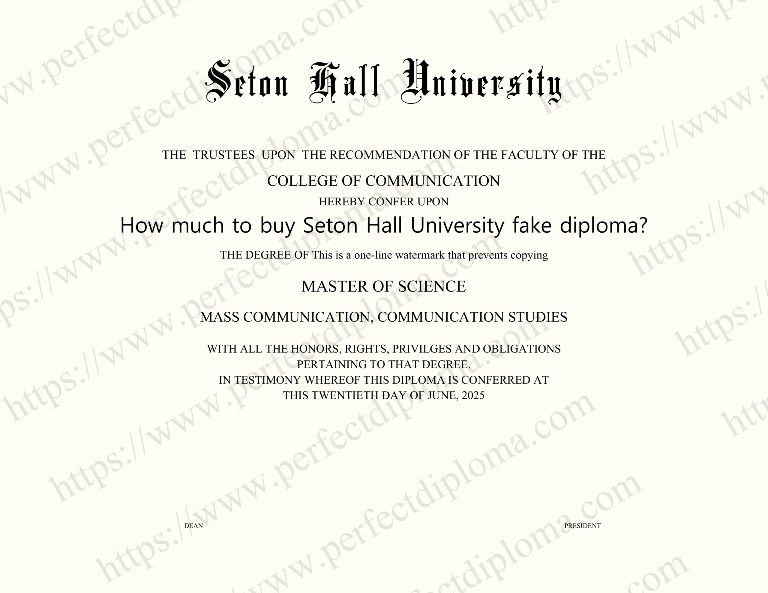 How much to buy Seton Hall University fake diploma?