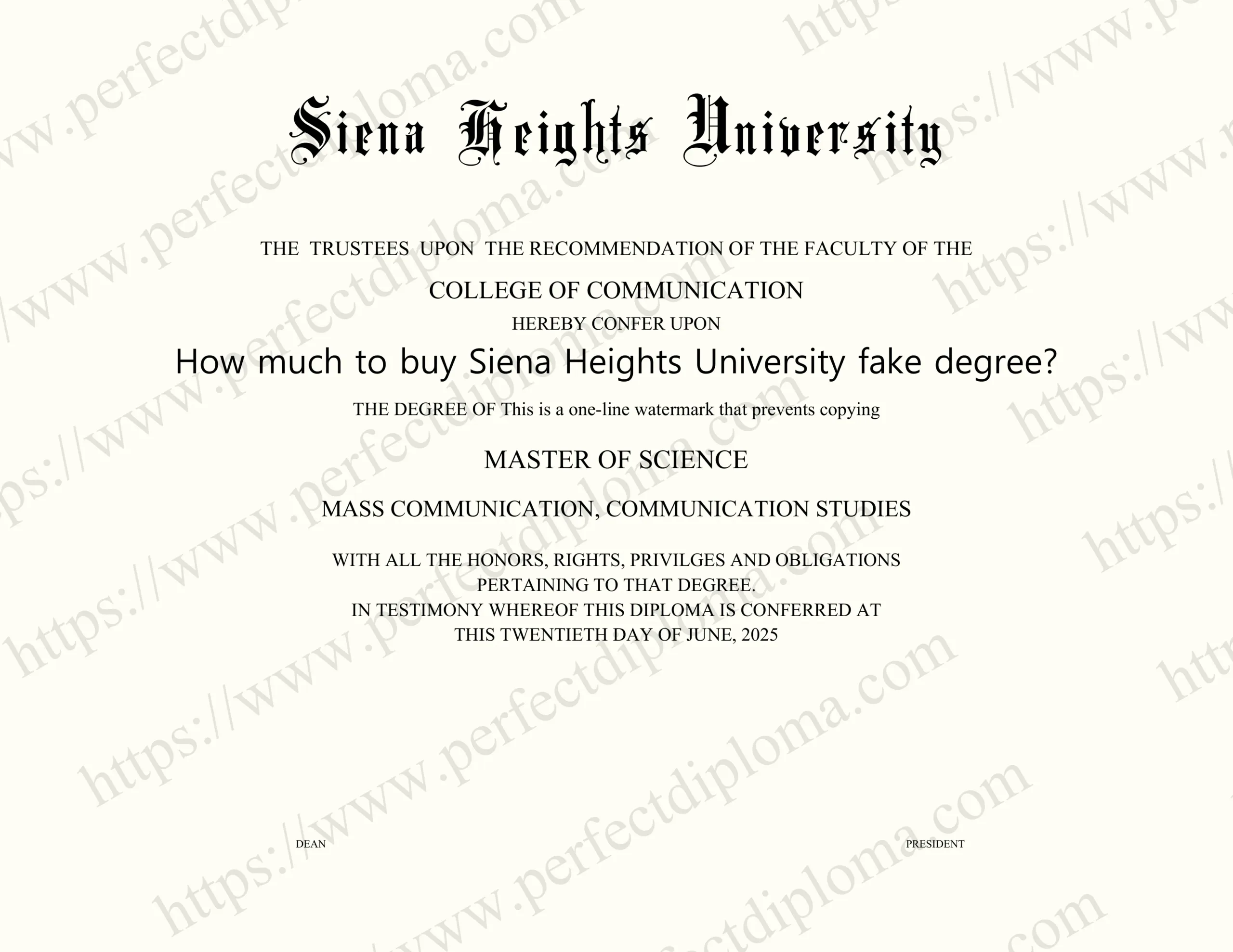 How much to buy Siena Heights University fake degree?