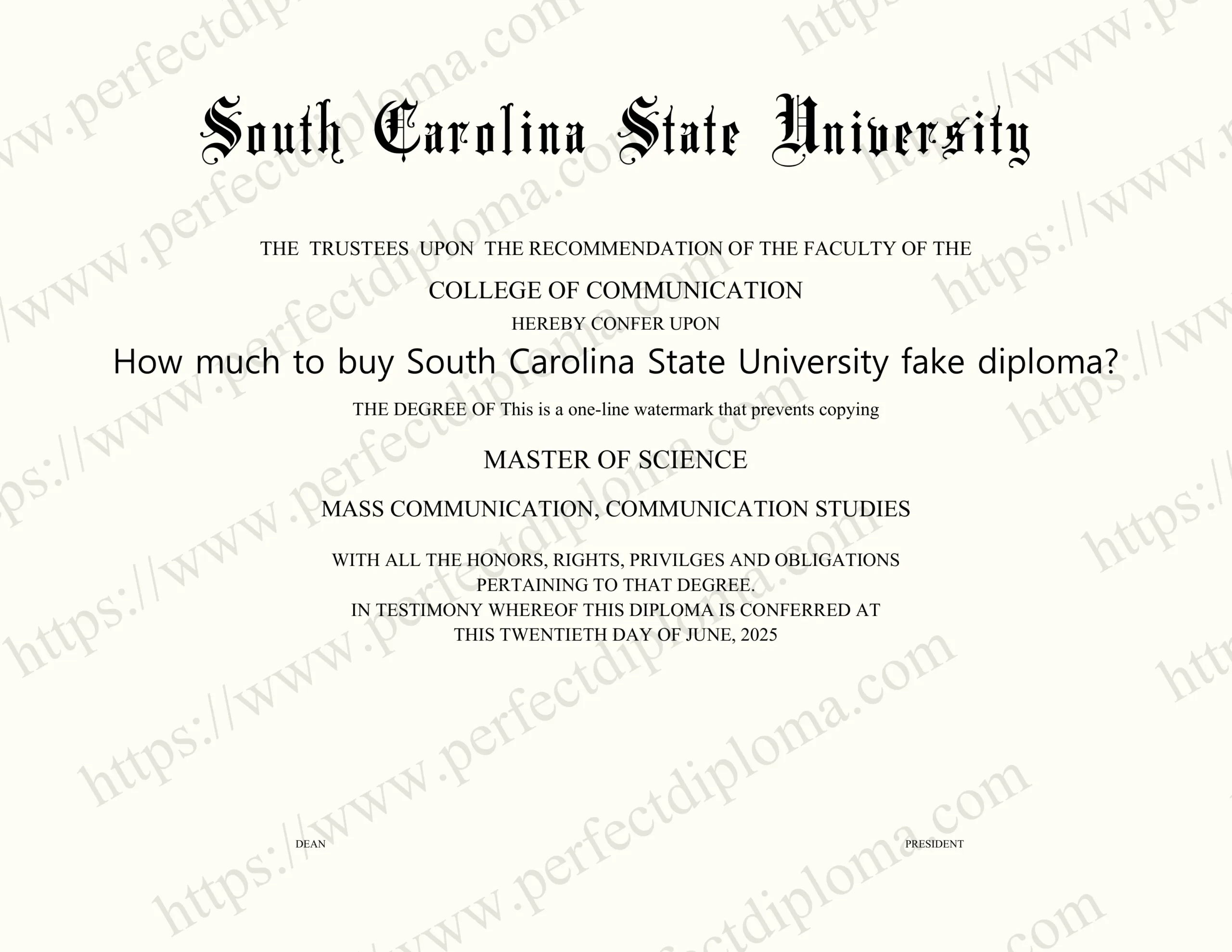 How much to buy South Carolina State University fake diploma?