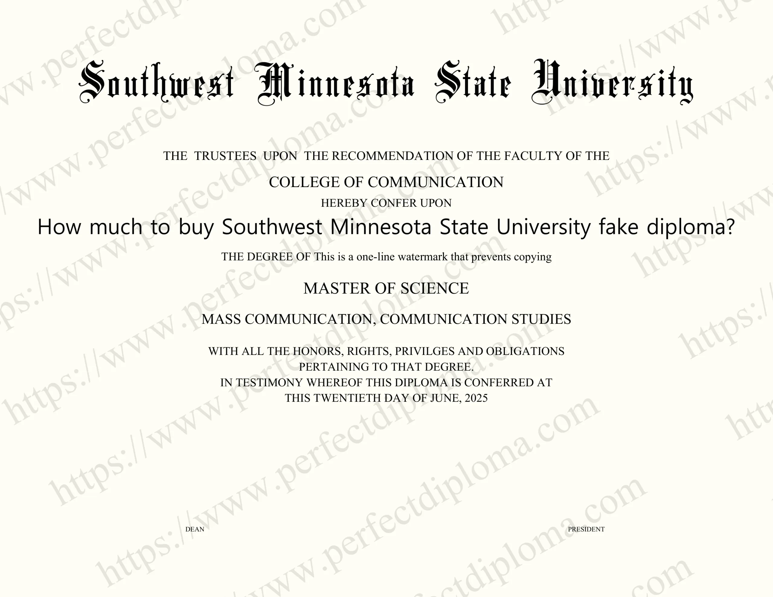 How much to buy Southwest Minnesota State University fake diploma?