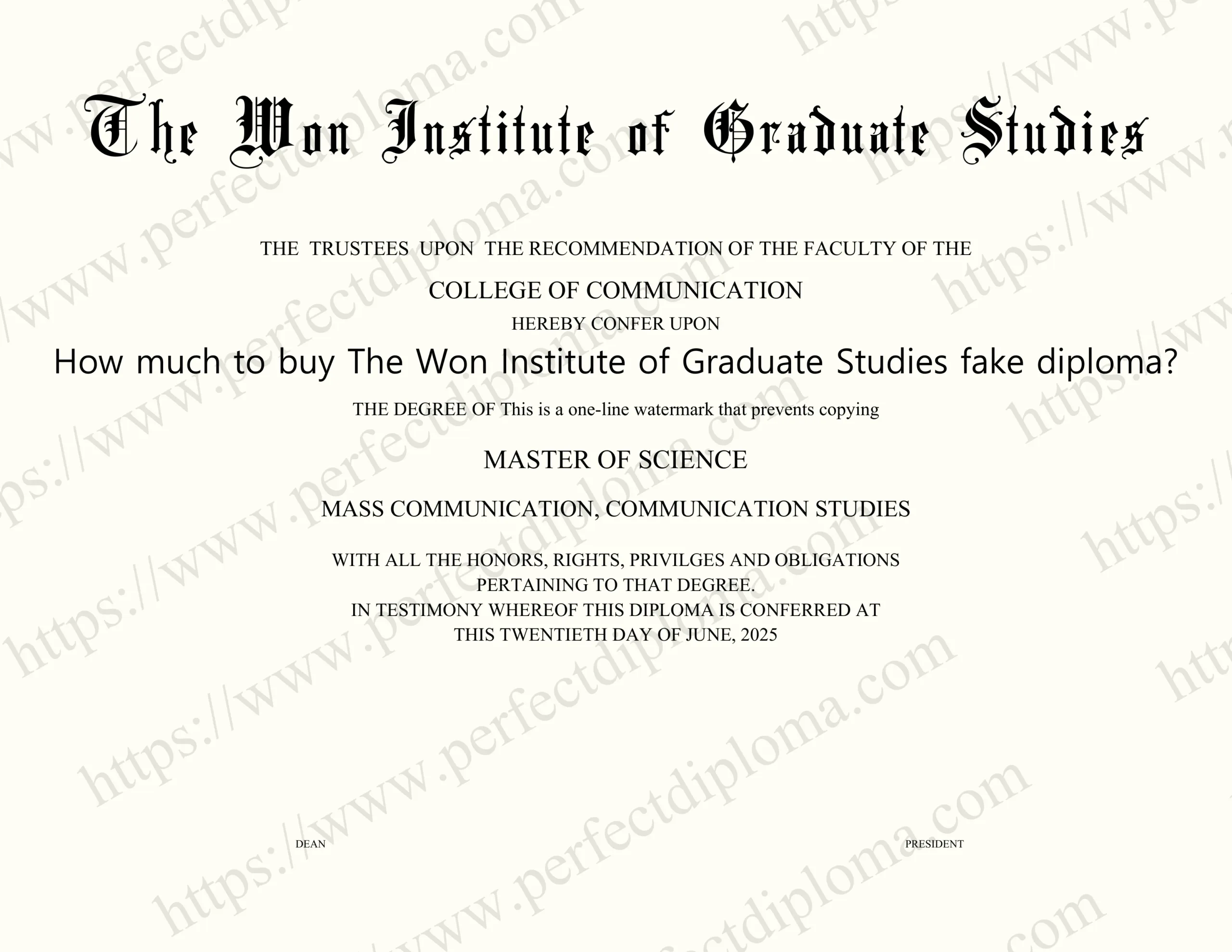 How much to buy The Won Institute of Graduate Studies fake diploma?