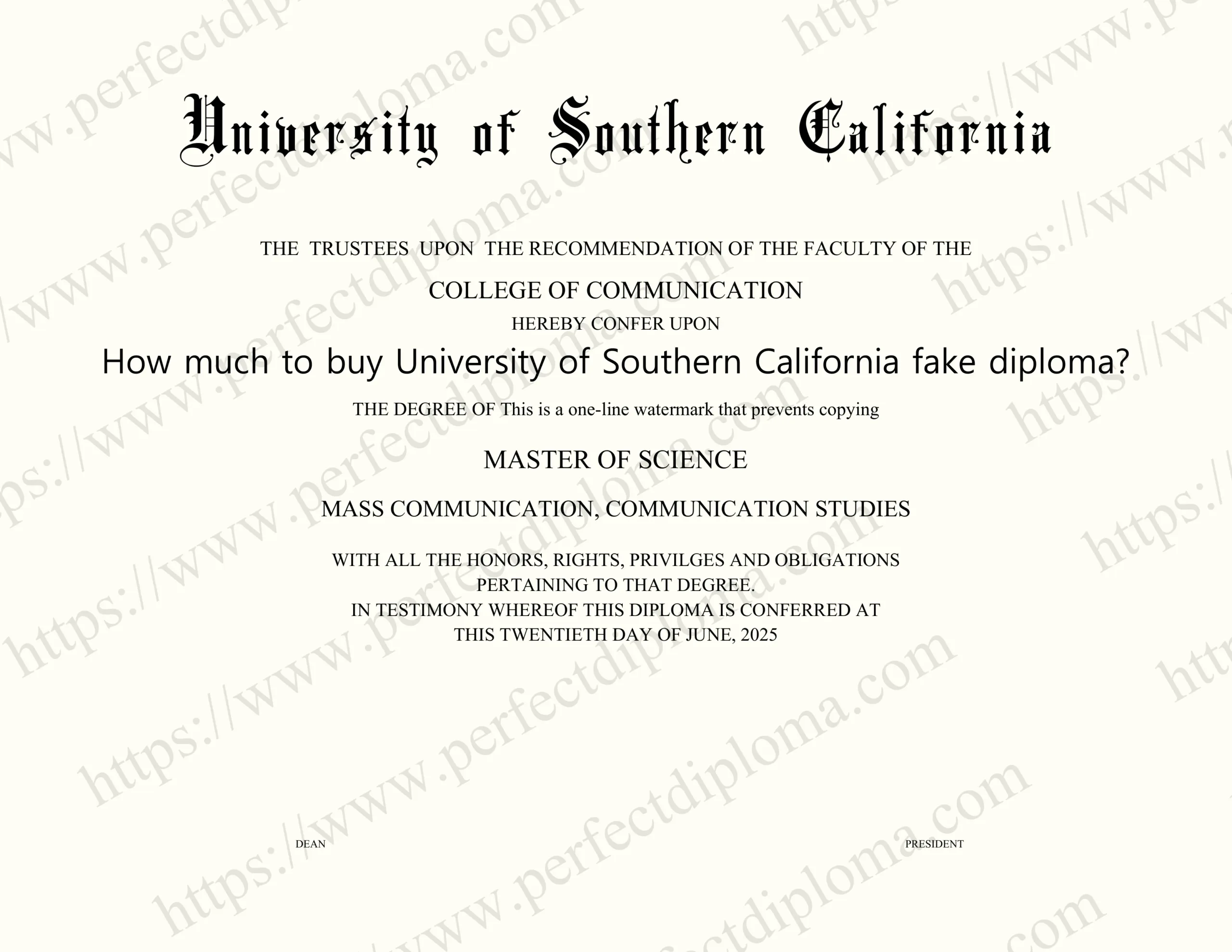 How much to buy University of Southern California fake diploma?