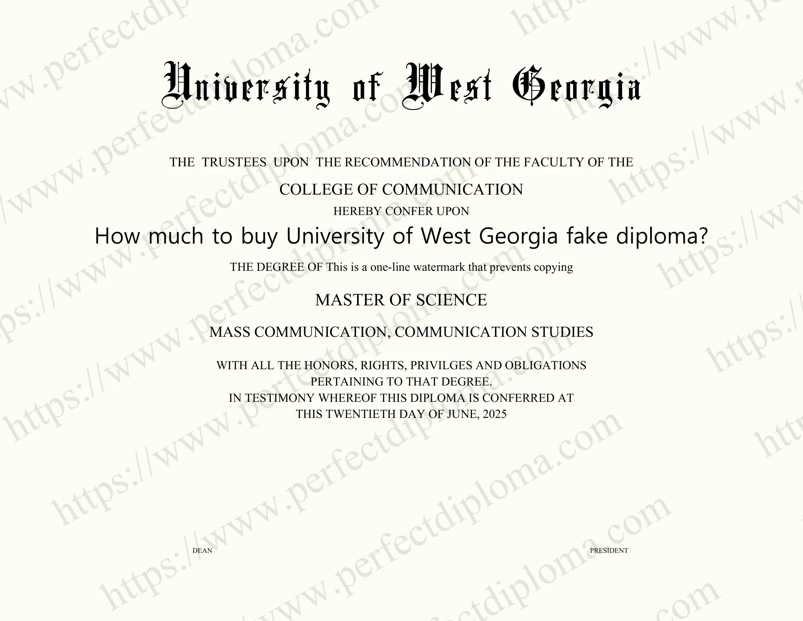 How much to buy University of West Georgia fake diploma?