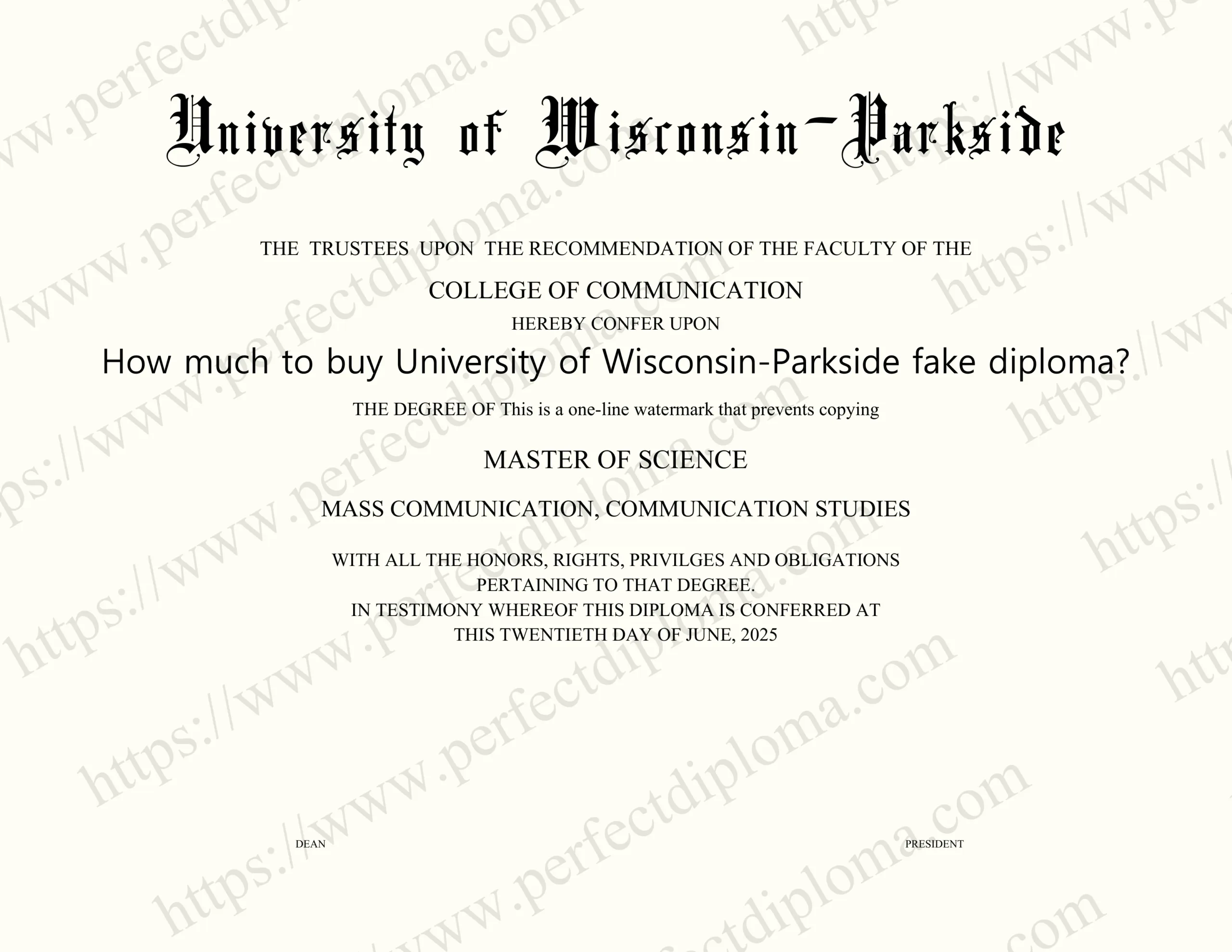 How much to buy University of Wisconsin-Parkside fake diploma?
