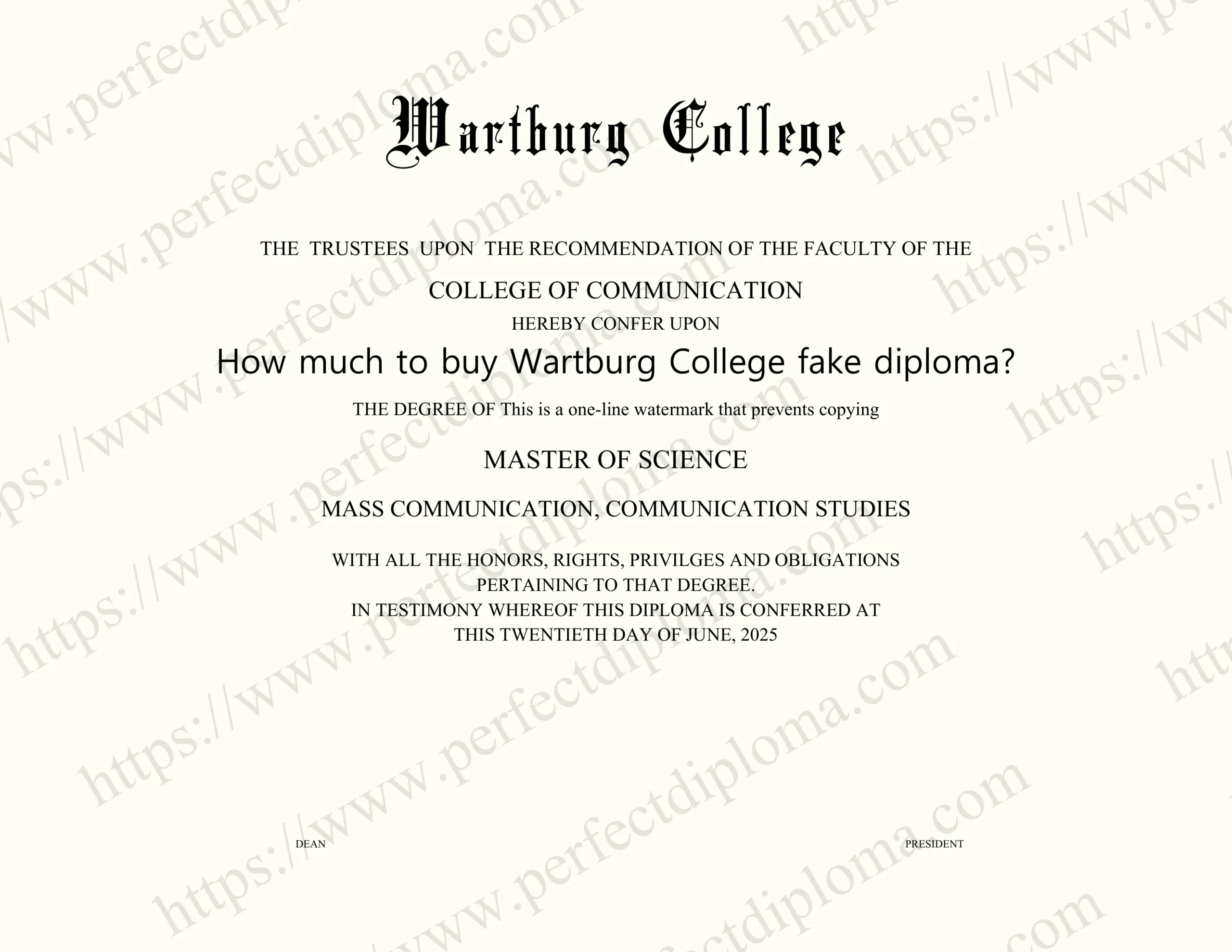 How much to buy Wartburg College fake diploma?