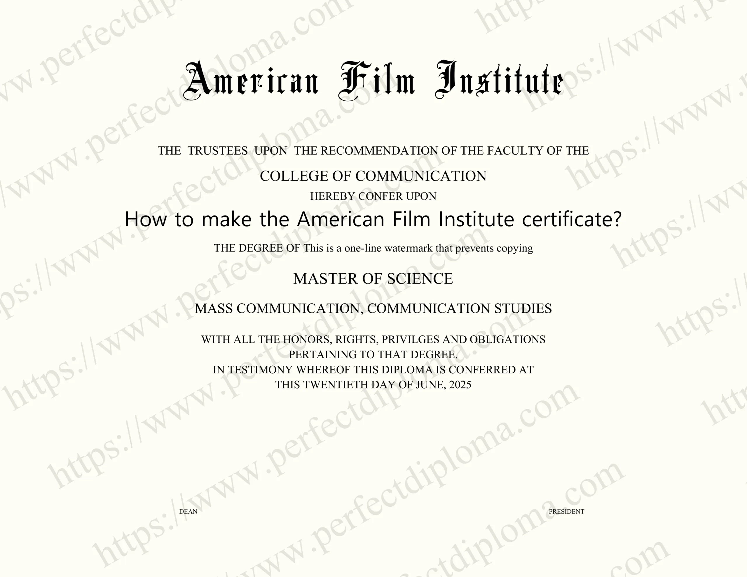 How to make the American Film Institute certificate?