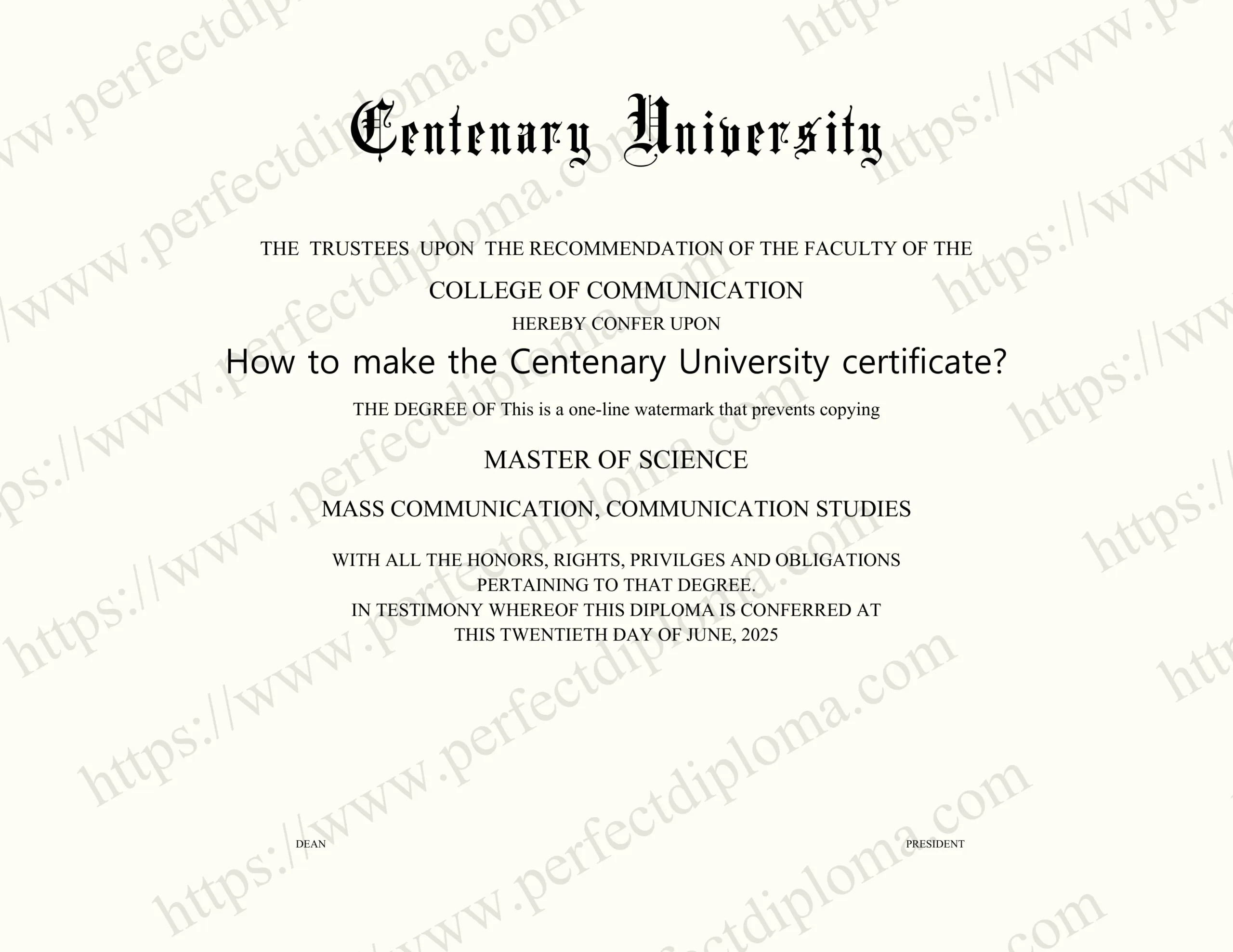 How to make the Centenary University certificate?