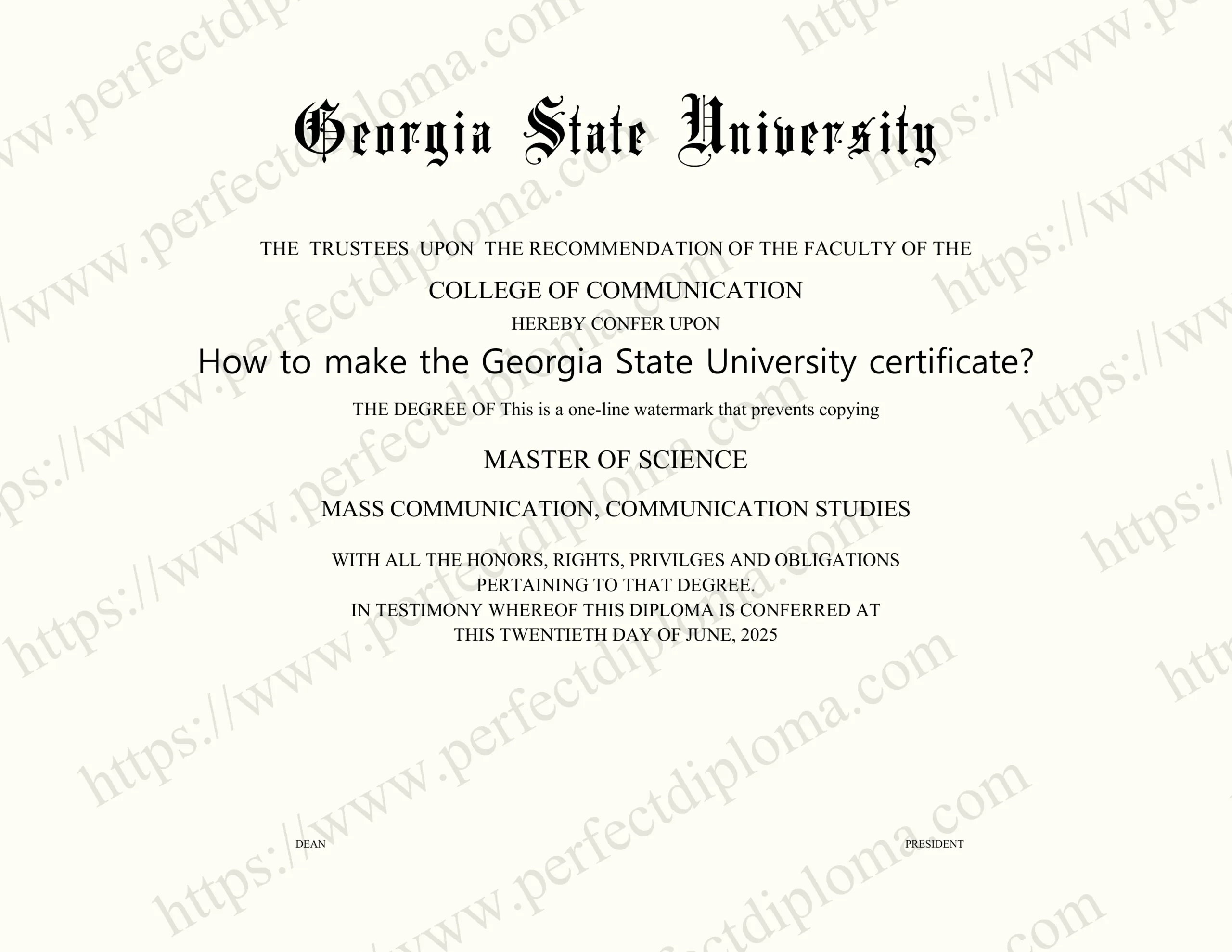 How to make the Georgia State University certificate?