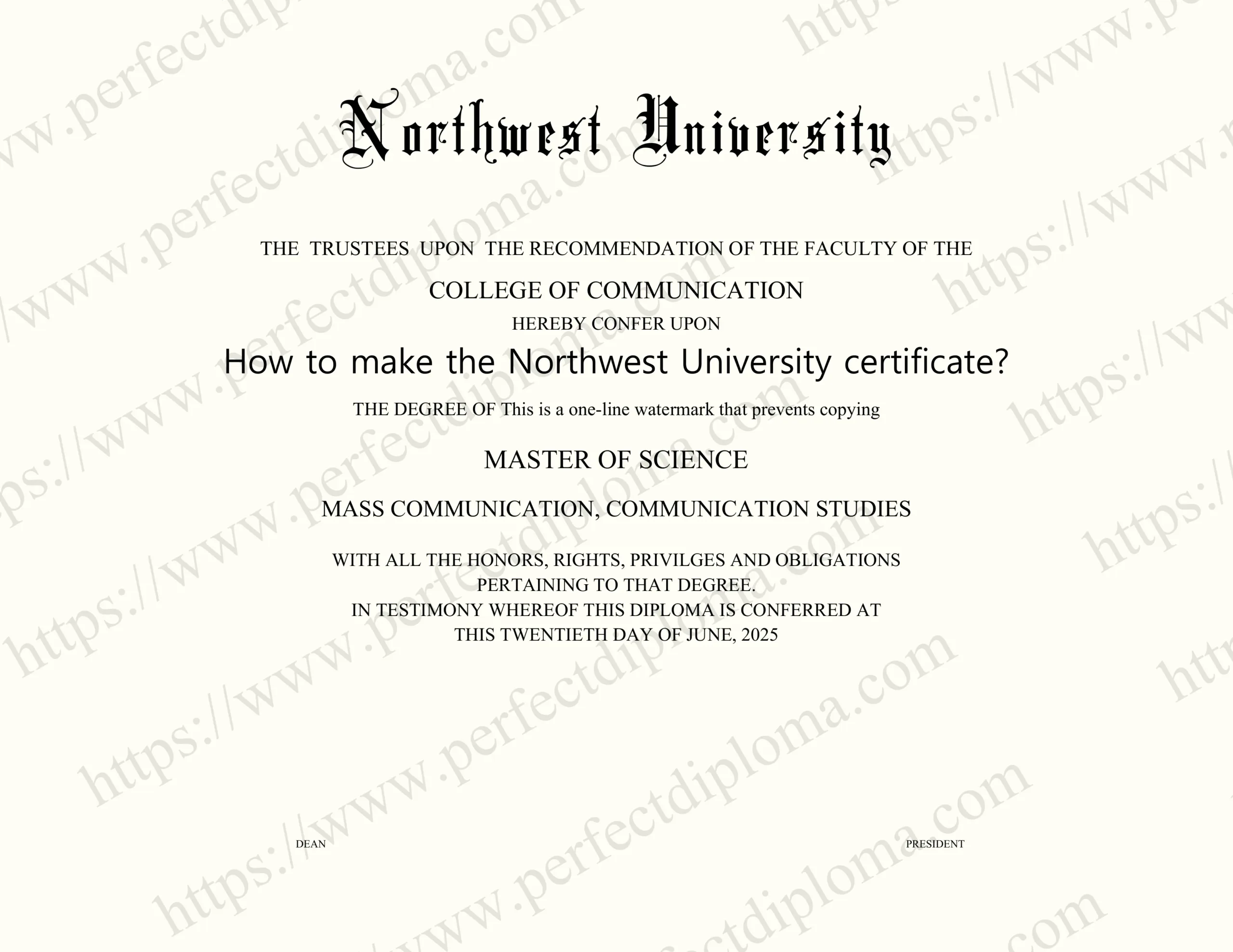 How to make the Northwest University certificate?