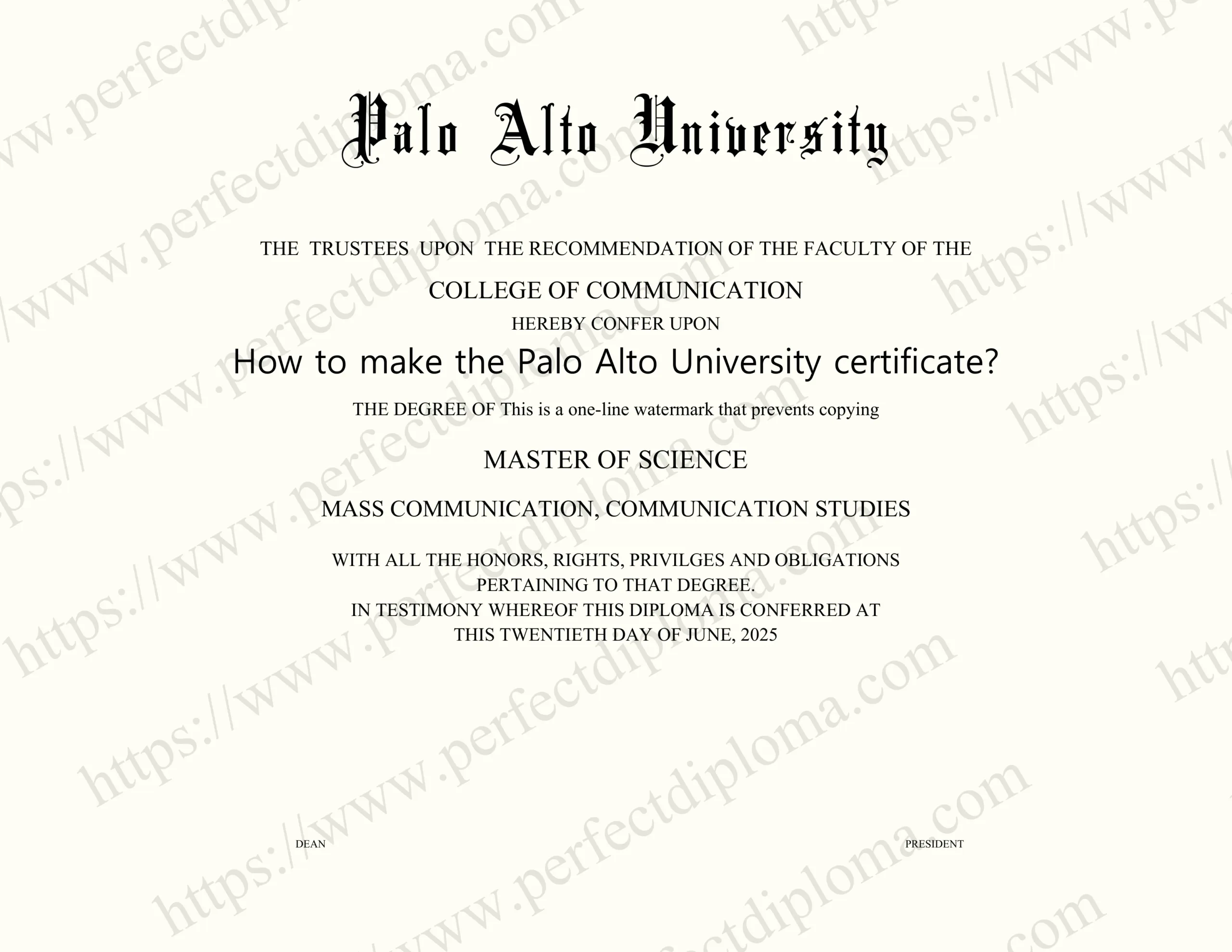 How to make the Palo Alto University certificate?