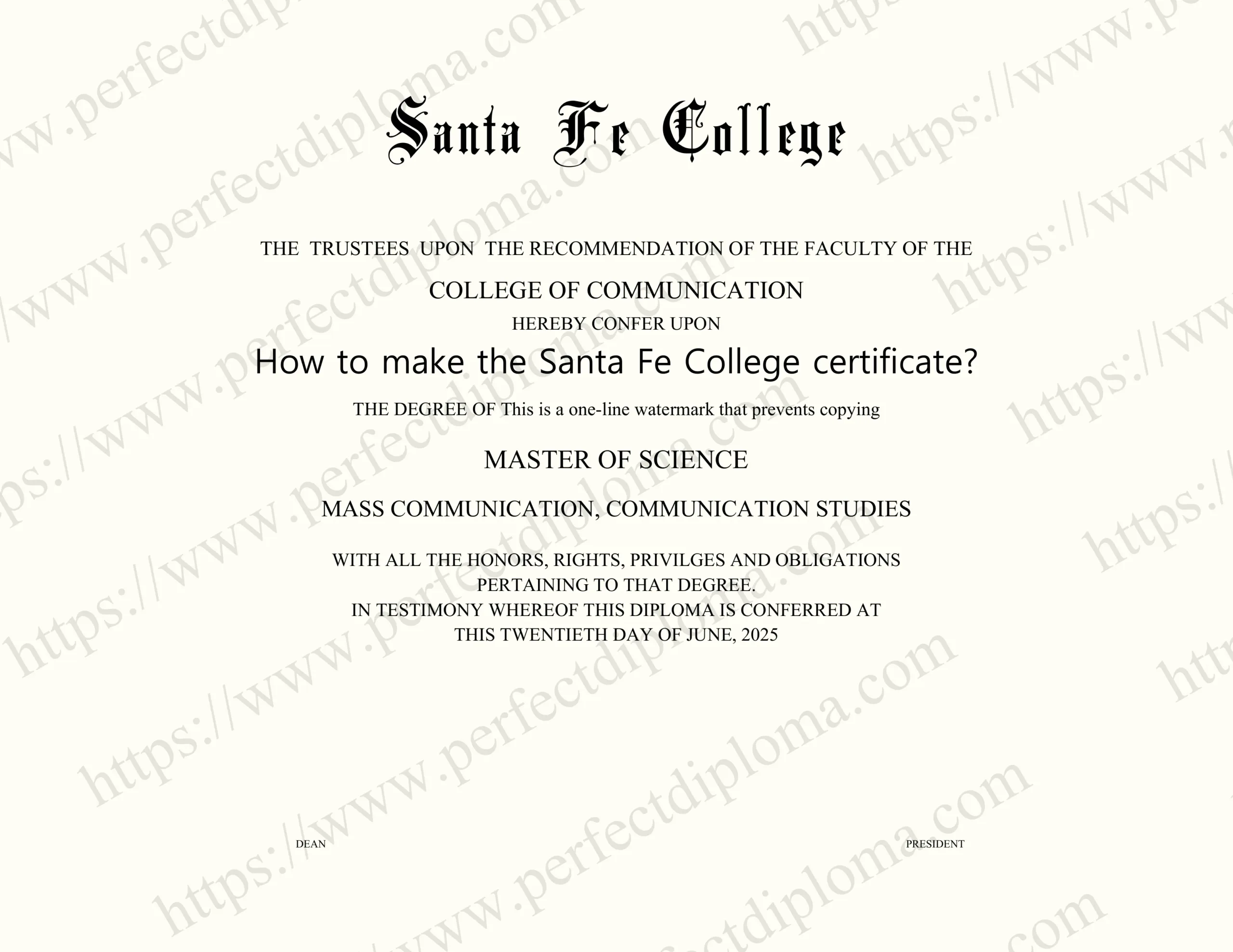 How to make the Santa Fe College certificate?