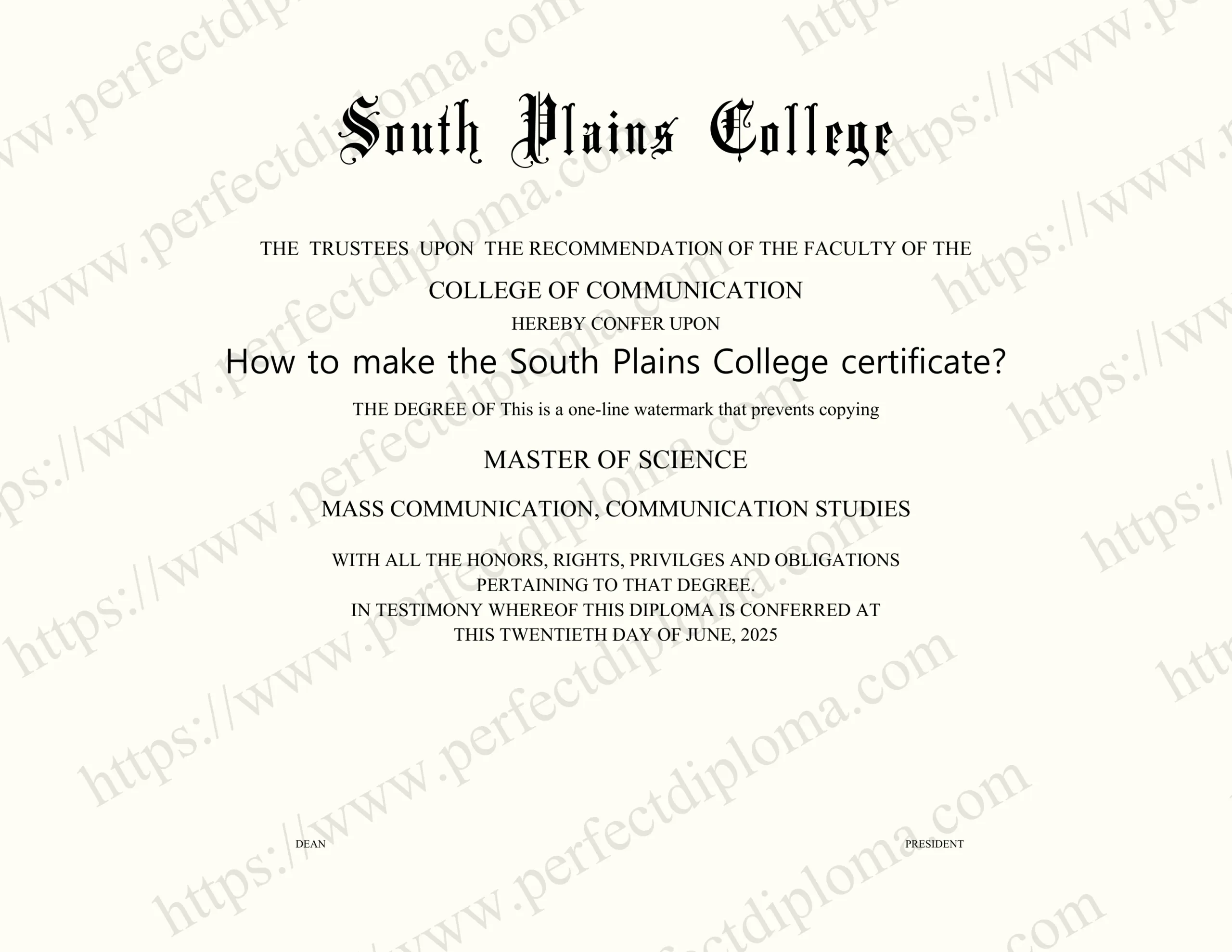 How to make the South Plains College certificate?