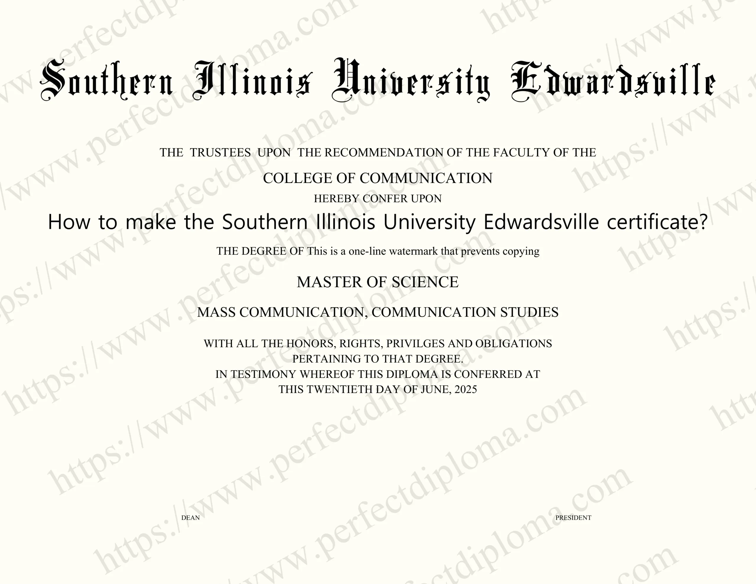 How to make the Southern Illinois University Edwardsville certificate?