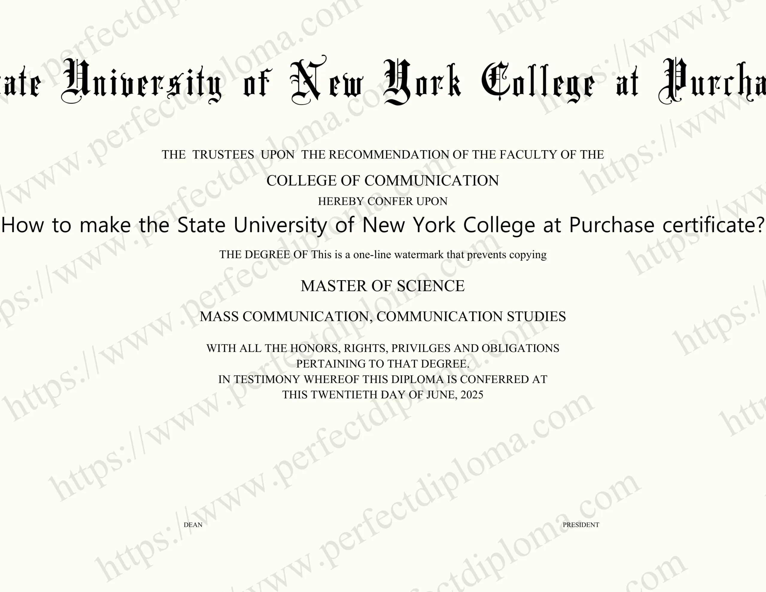 How to make the State University of New York College at Purchase certificate?
