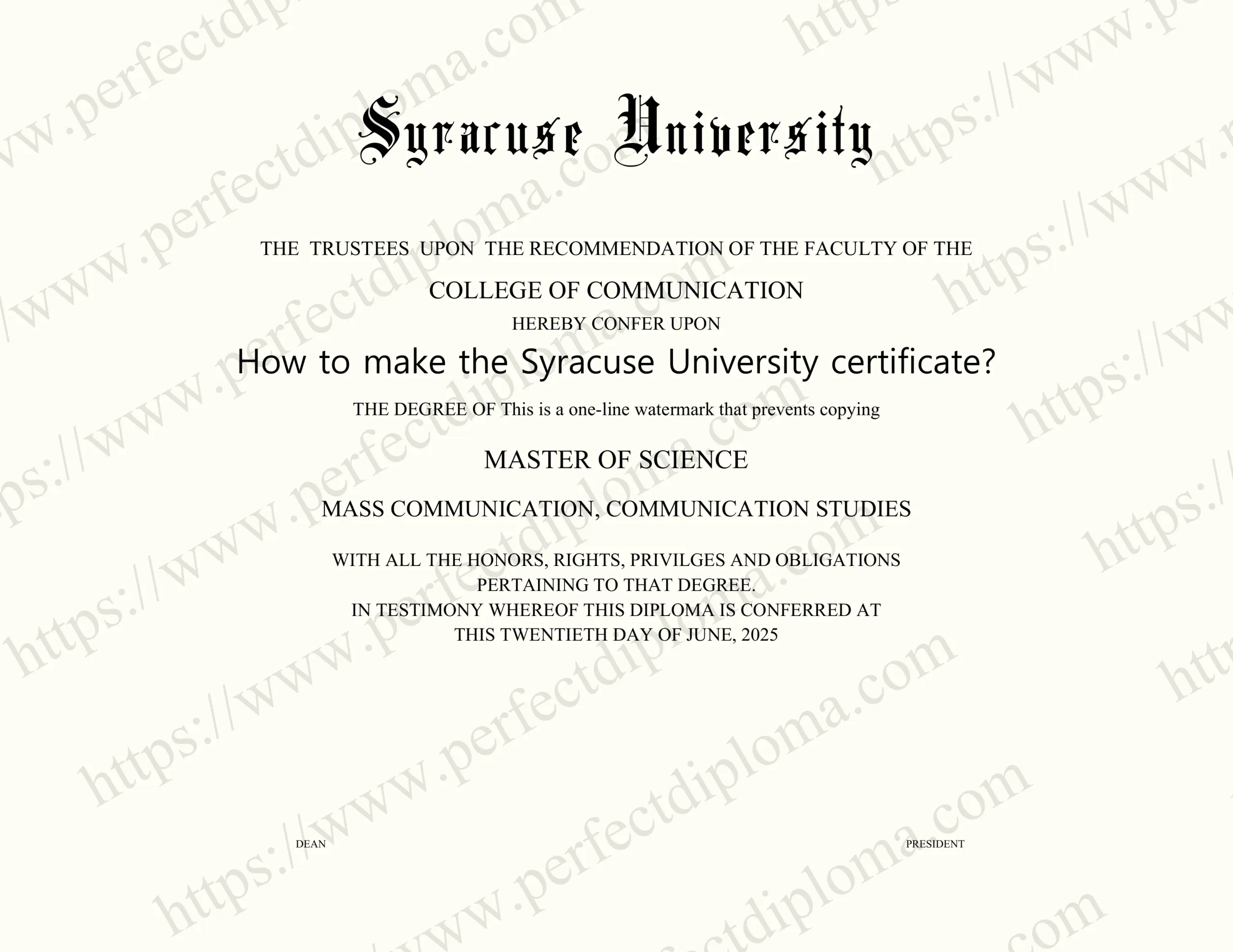 How to make the Syracuse University certificate?