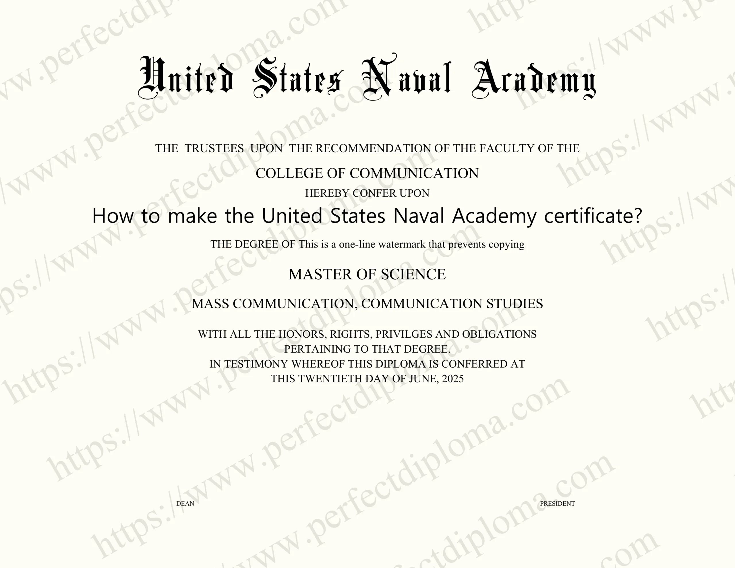 How to make the United States Naval Academy certificate?