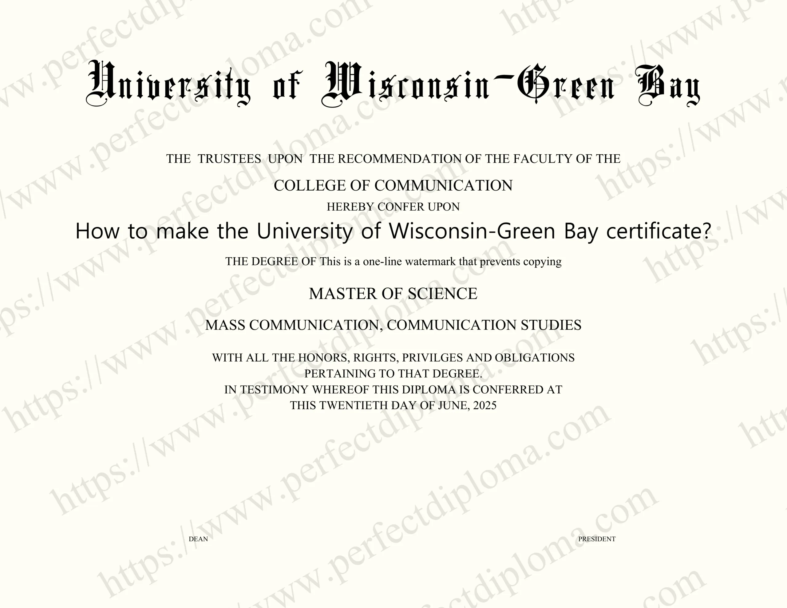 How to make the University of Wisconsin-Green Bay certificate?