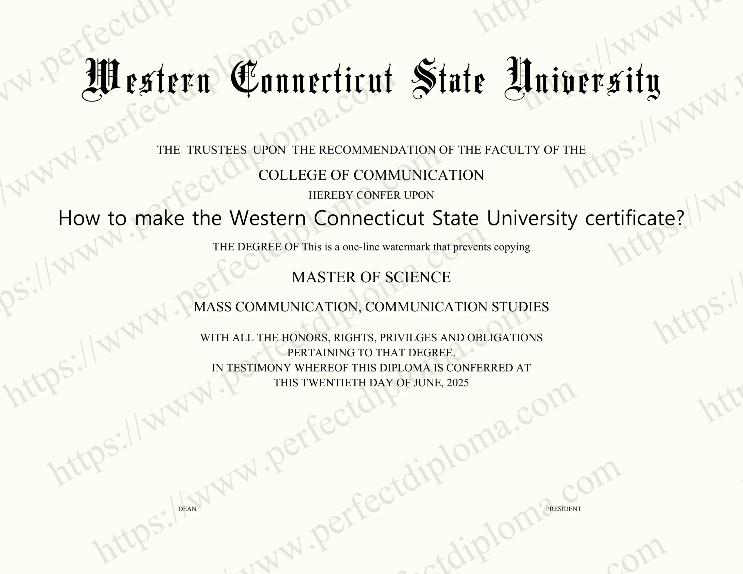 How to make the Western Connecticut State University certificate?